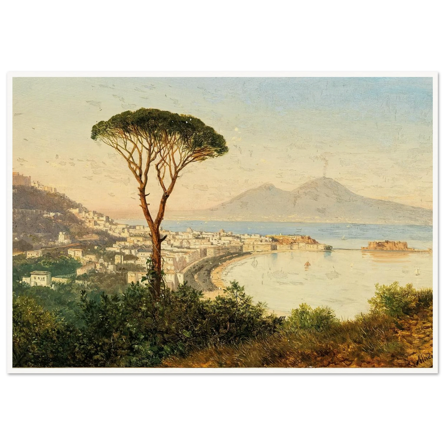A View of the Bay of Naples Art Print | Albert Zimmermann - Framed Poster - 30x40 cm / 12x16″ - Black frame