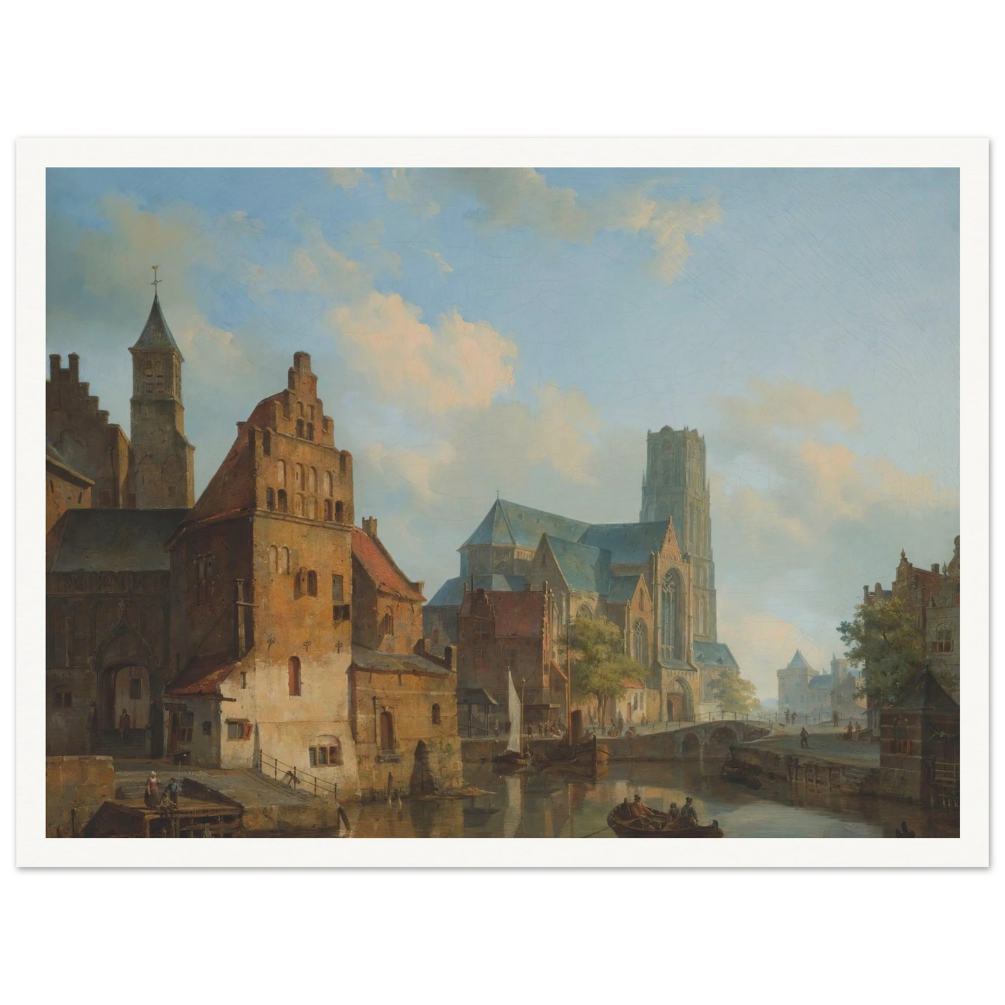 A View Of The Delftse Vaart And St Laurens Church, Rotterdam (1840) Art Print | Cornelis Springer - Framed Poster - 30x40 cm / 12x16″ - Black frame