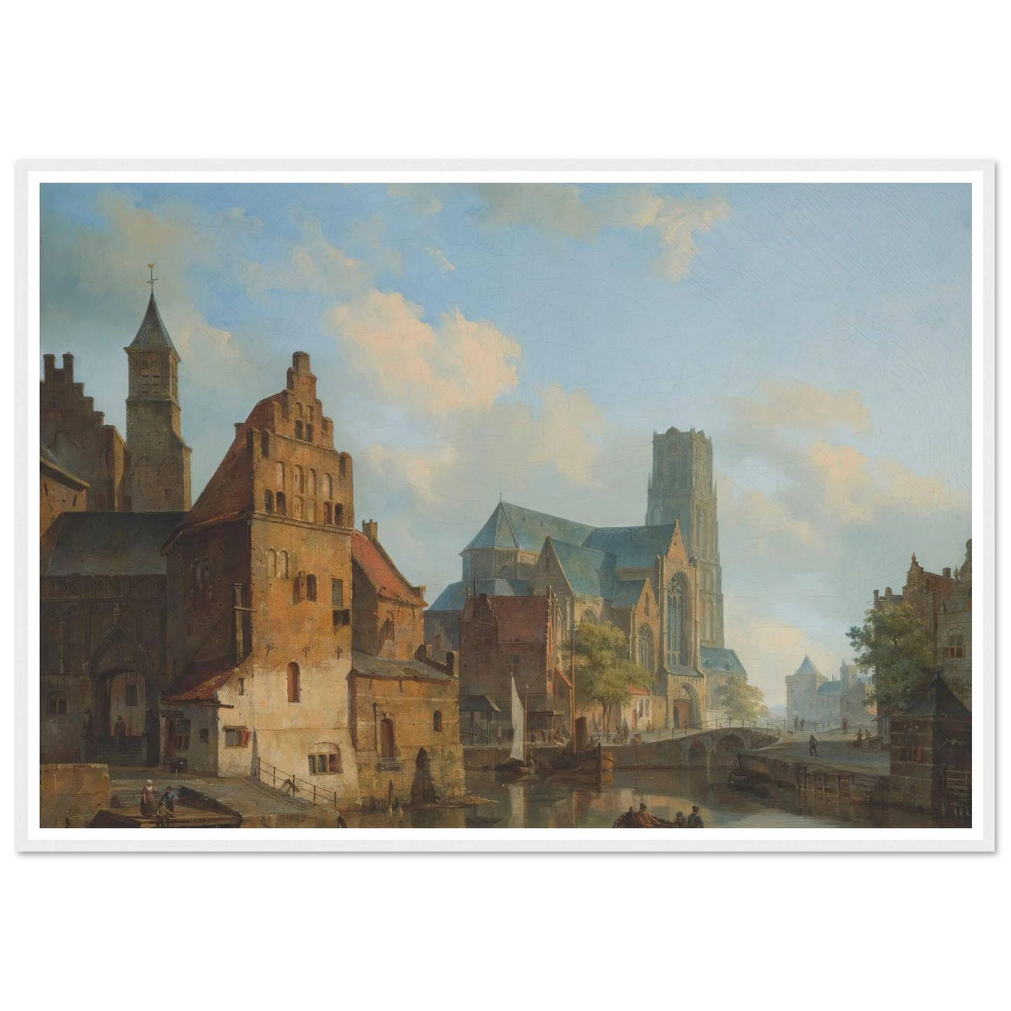 A View Of The Delftse Vaart And St Laurens Church, Rotterdam (1840) Art Print | Cornelis Springer - Framed Poster - 30x40 cm / 12x16″ - Black frame