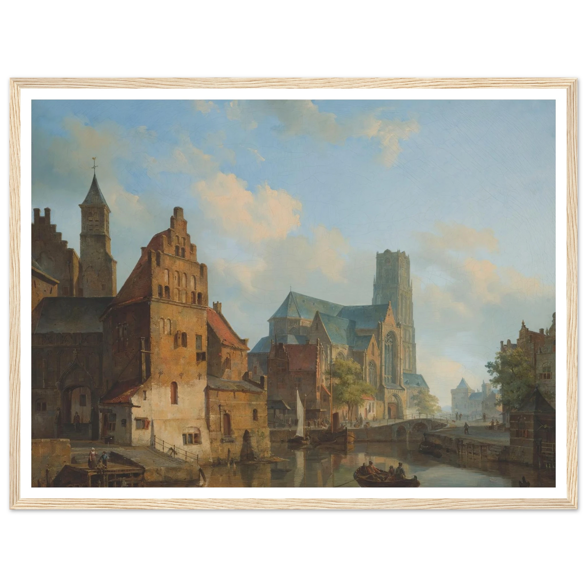A View Of The Delftse Vaart And St Laurens Church, Rotterdam (1840) Art Print | Cornelis Springer - Framed Poster - 30x40 cm / 12x16″ - Black frame