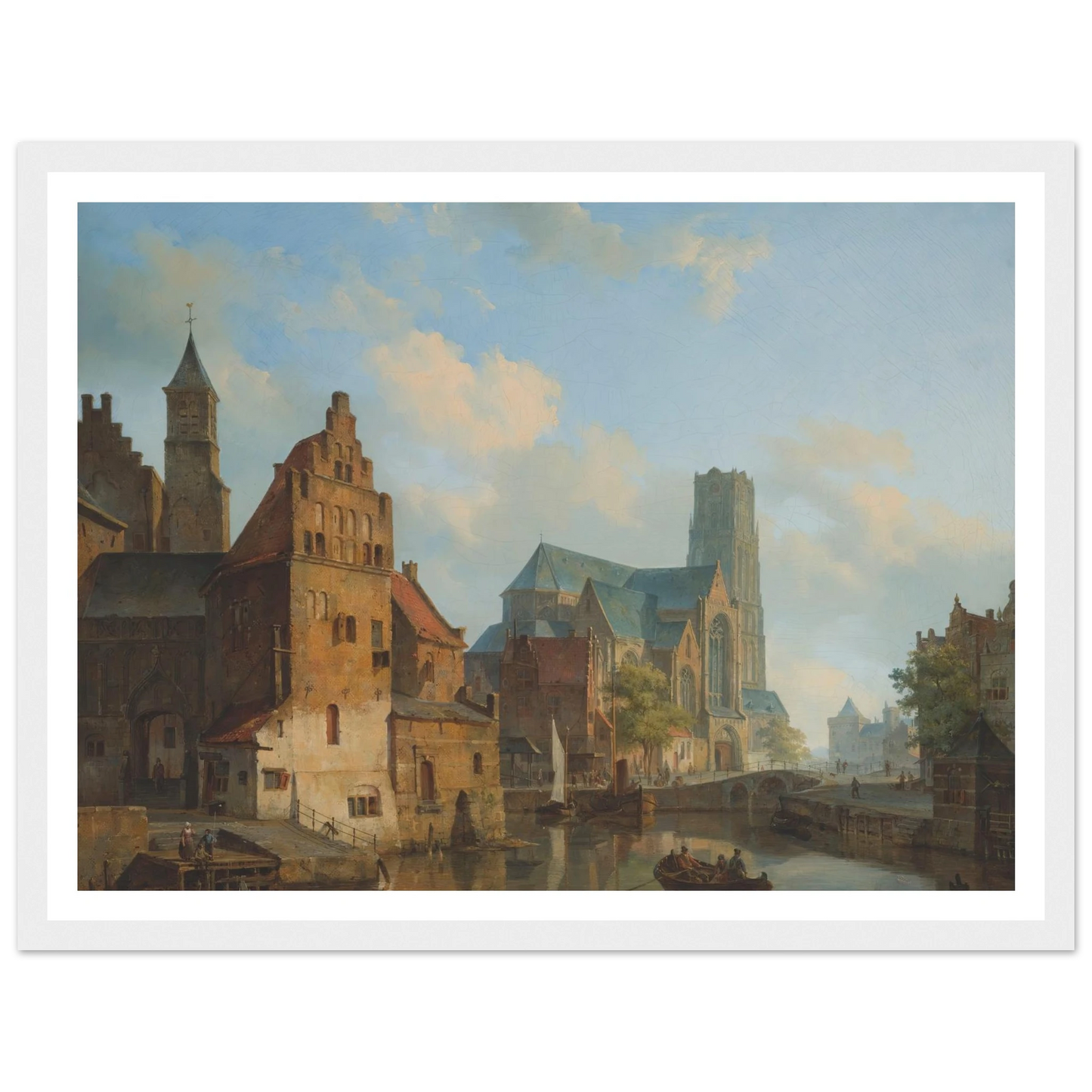 A View Of The Delftse Vaart And St Laurens Church, Rotterdam (1840) Art Print | Cornelis Springer - Framed Poster - 30x40 cm / 12x16″ - Black frame