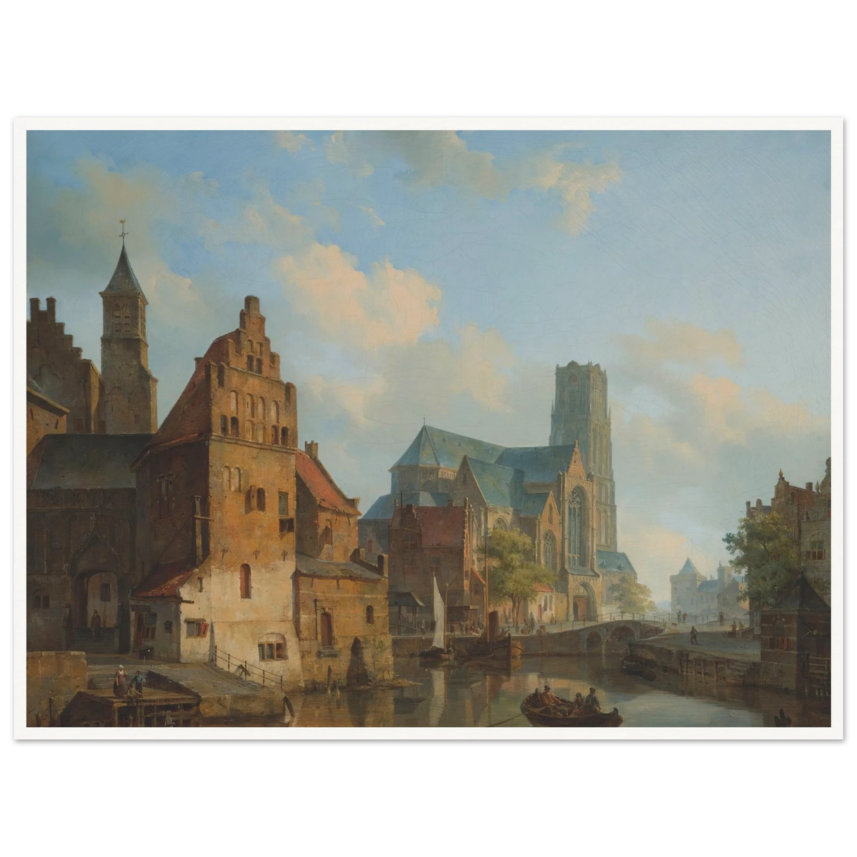 A View Of The Delftse Vaart And St Laurens Church, Rotterdam (1840) Art Print | Cornelis Springer - Framed Poster - 30x40 cm / 12x16″ - Black frame