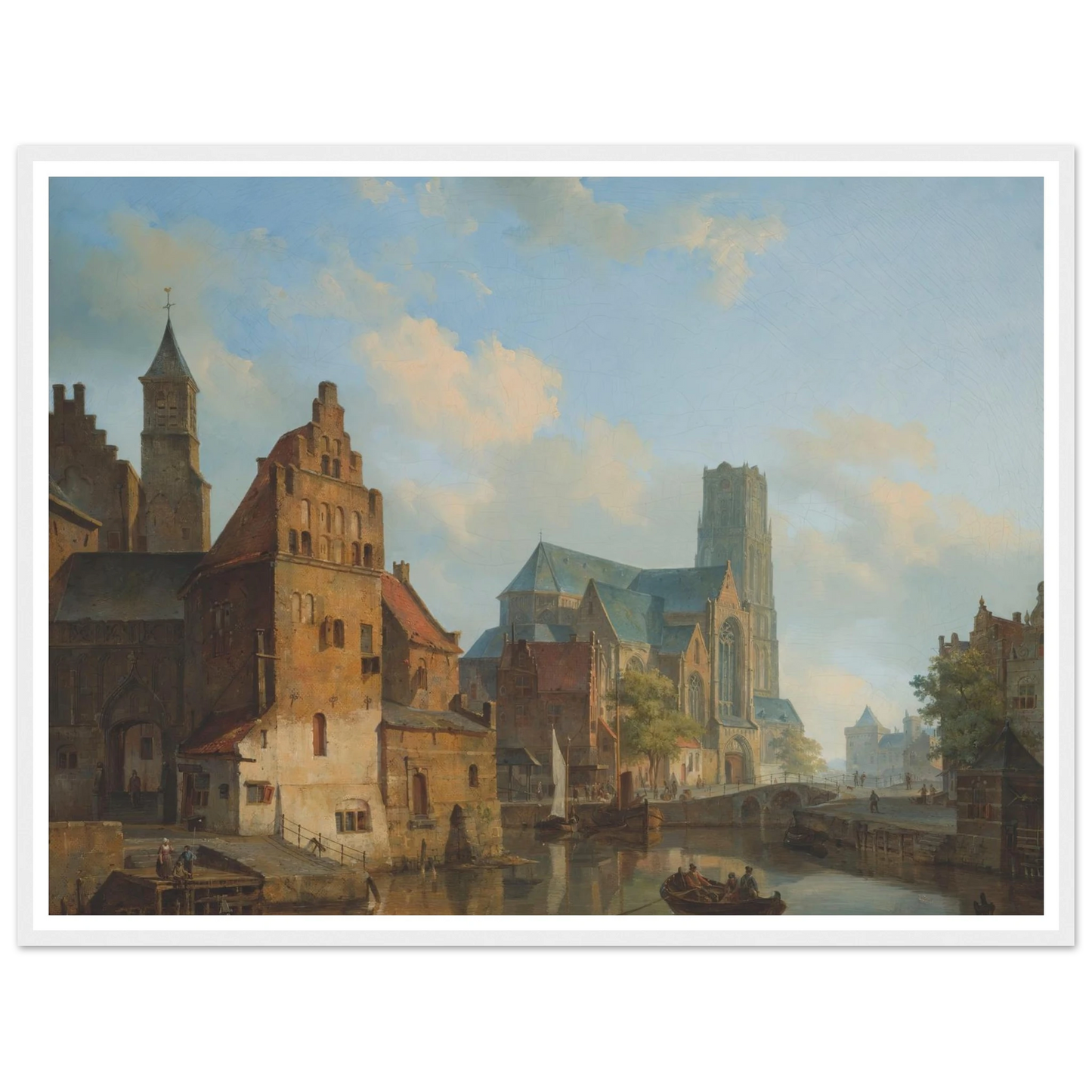 A View Of The Delftse Vaart And St Laurens Church, Rotterdam (1840) Art Print | Cornelis Springer - Framed Poster - 30x40 cm / 12x16″ - Black frame