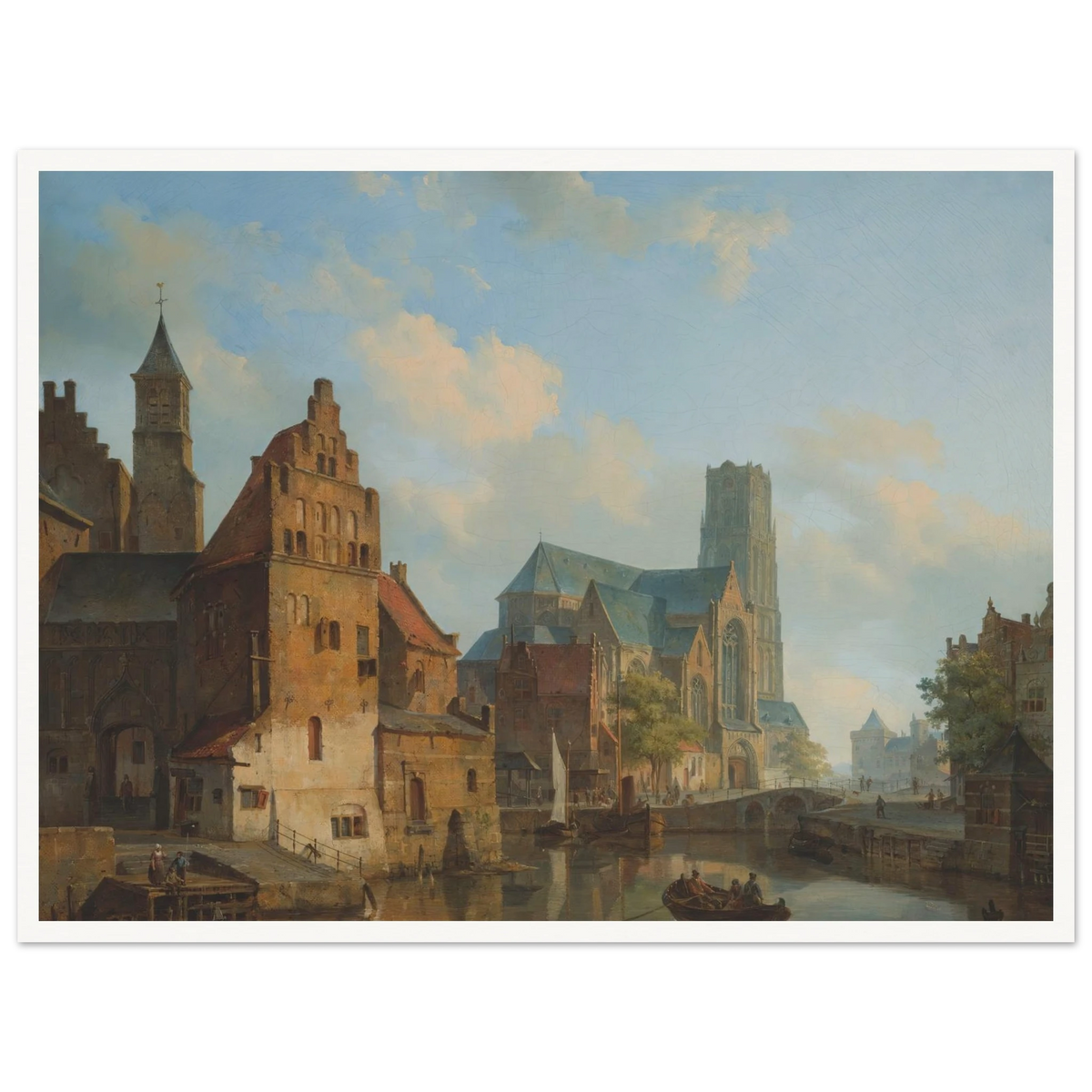 A View Of The Delftse Vaart And St Laurens Church, Rotterdam (1840) Art Print | Cornelis Springer - Framed Poster - 30x40 cm / 12x16″ - Black frame