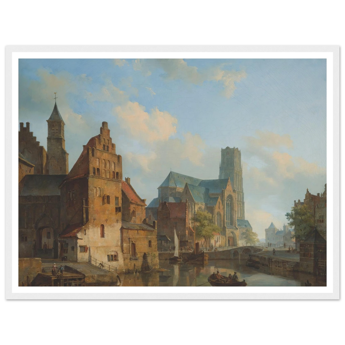 A View Of The Delftse Vaart And St Laurens Church, Rotterdam (1840) Art Print | Cornelis Springer - Framed Poster - 30x40 cm / 12x16″ - Black frame
