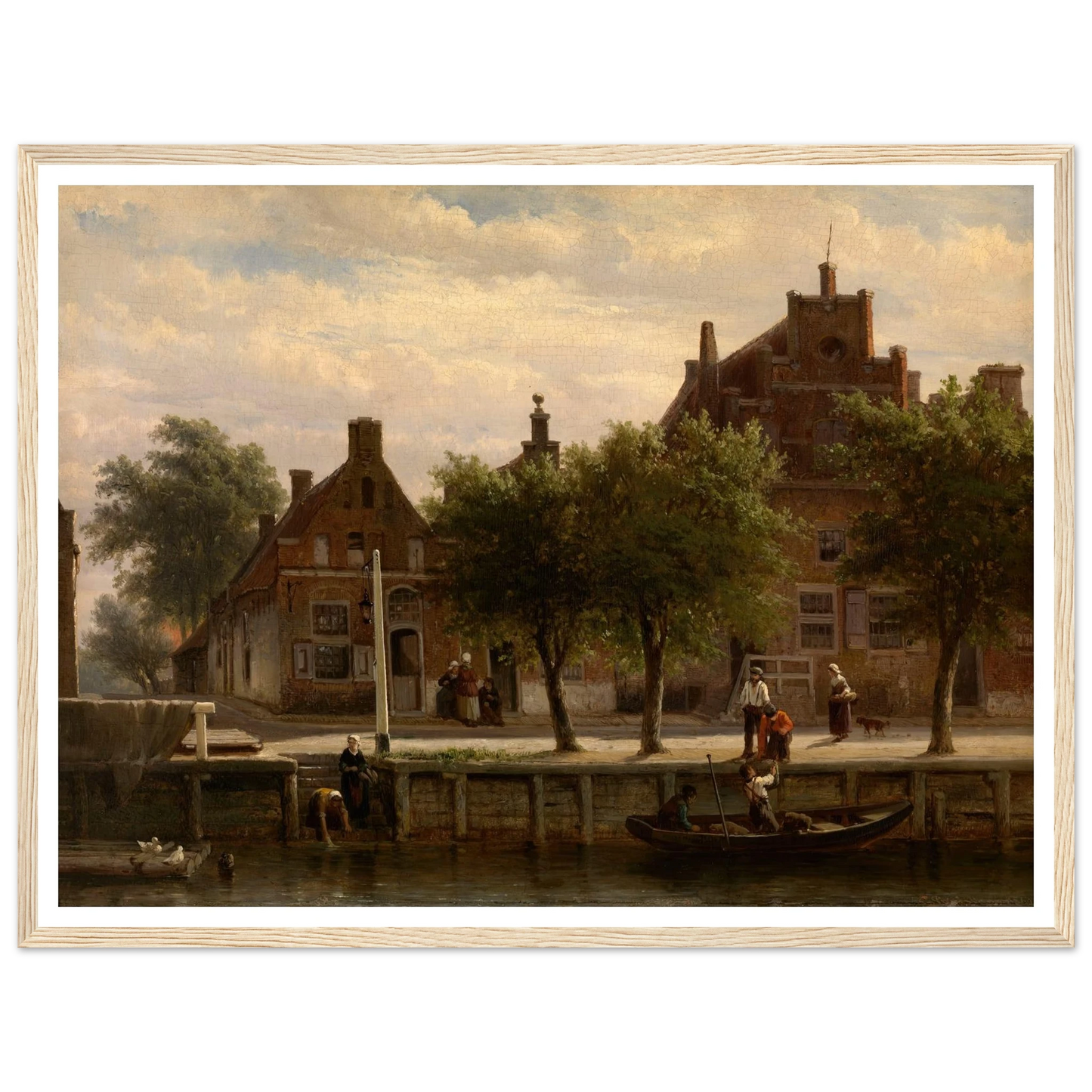 A View of the Harbour of Hasselt, Overijssel (1862) Art Print | Cornelis Springer - Framed Poster - 30x40 cm / 12x16″ - Black frame