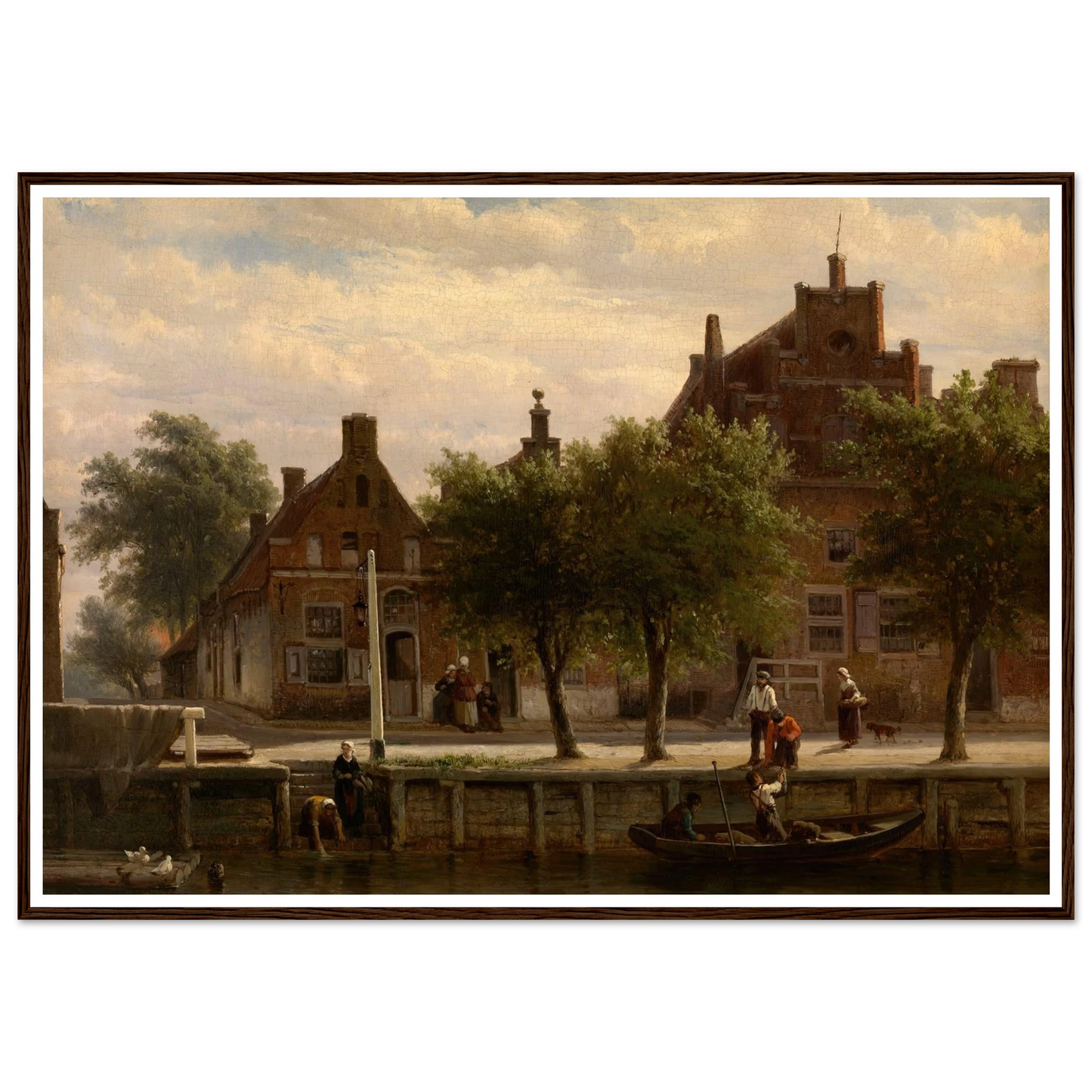 A View of the Harbour of Hasselt, Overijssel (1862) Art Print | Cornelis Springer - Framed Poster - 30x40 cm / 12x16″ - Black frame