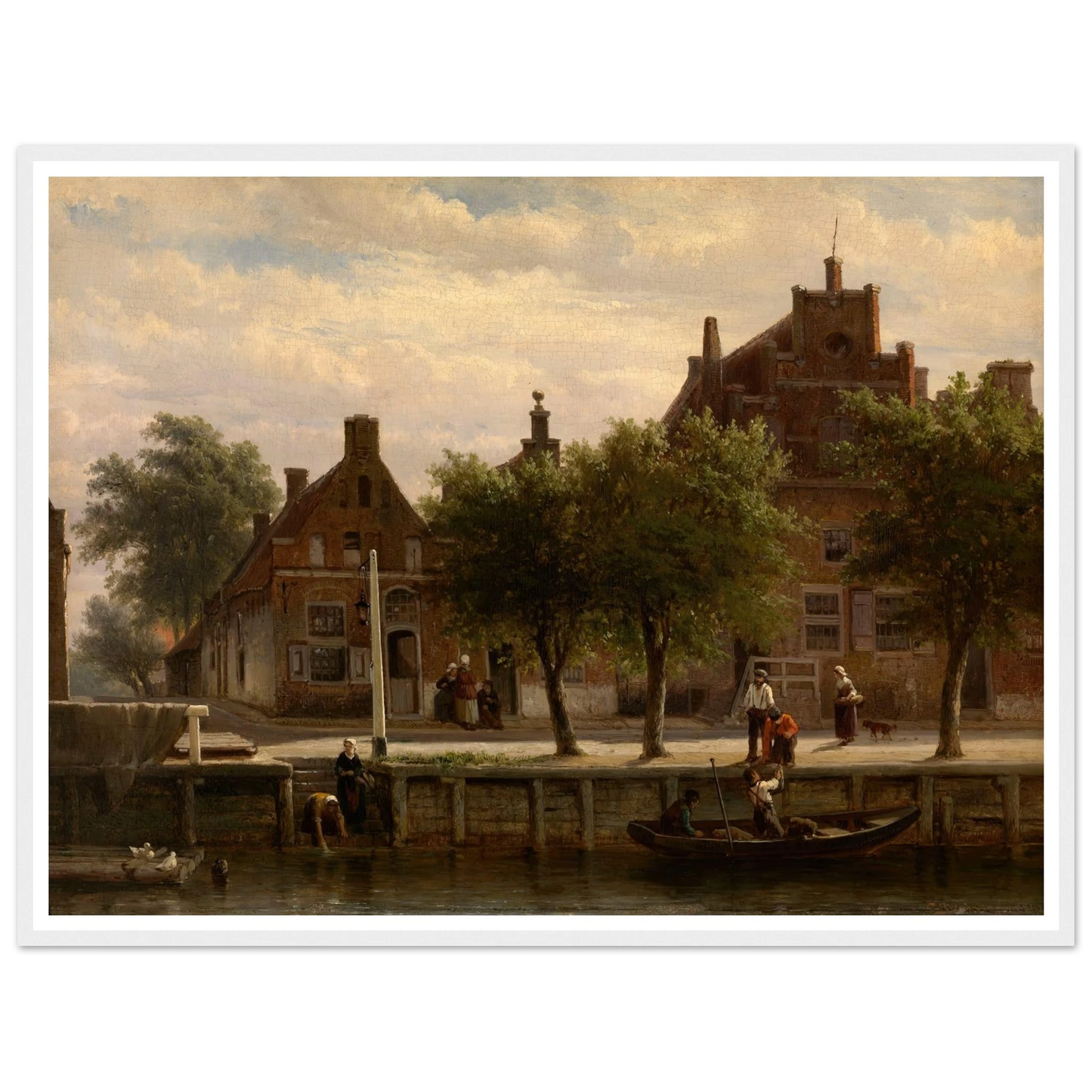 A View of the Harbour of Hasselt, Overijssel (1862) Art Print | Cornelis Springer - Framed Poster - 30x40 cm / 12x16″ - Black frame
