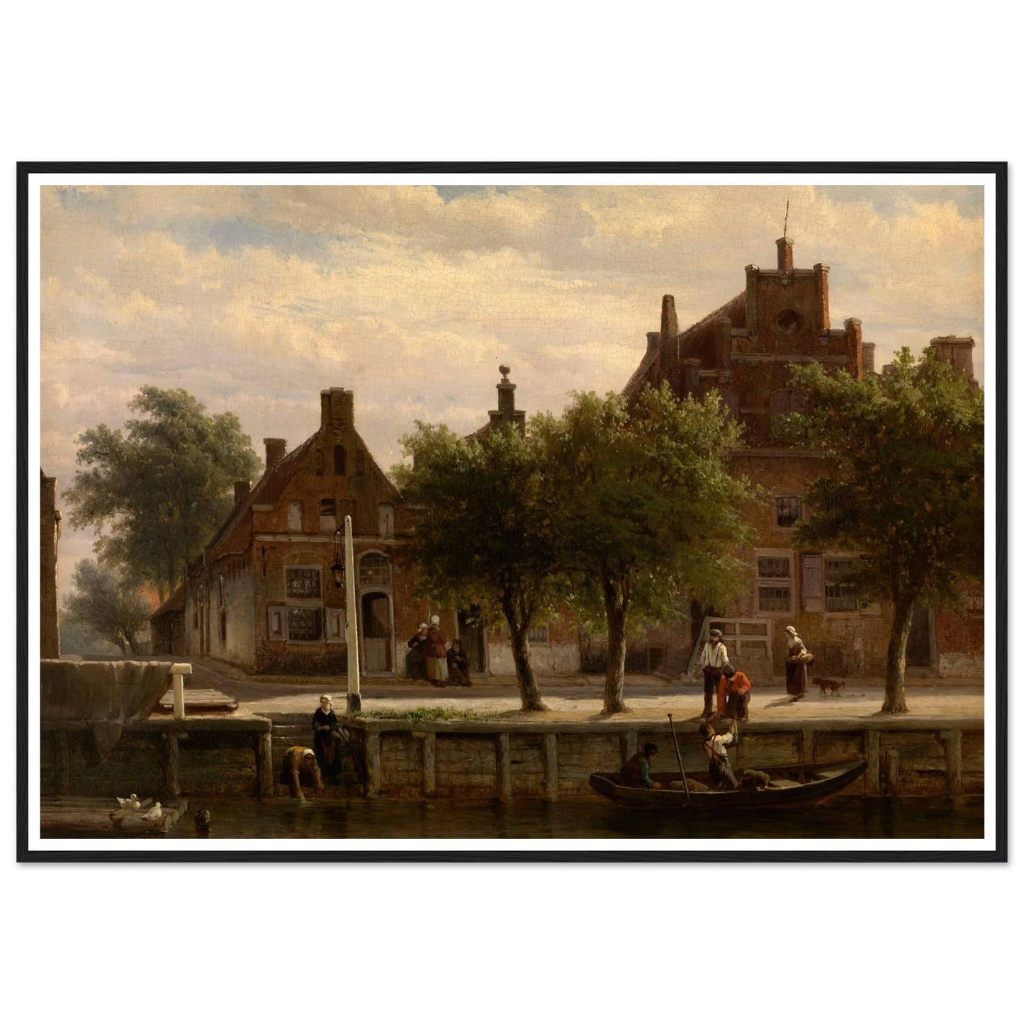 A View of the Harbour of Hasselt, Overijssel (1862) Art Print | Cornelis Springer - Framed Poster - 30x40 cm / 12x16″ - Black frame