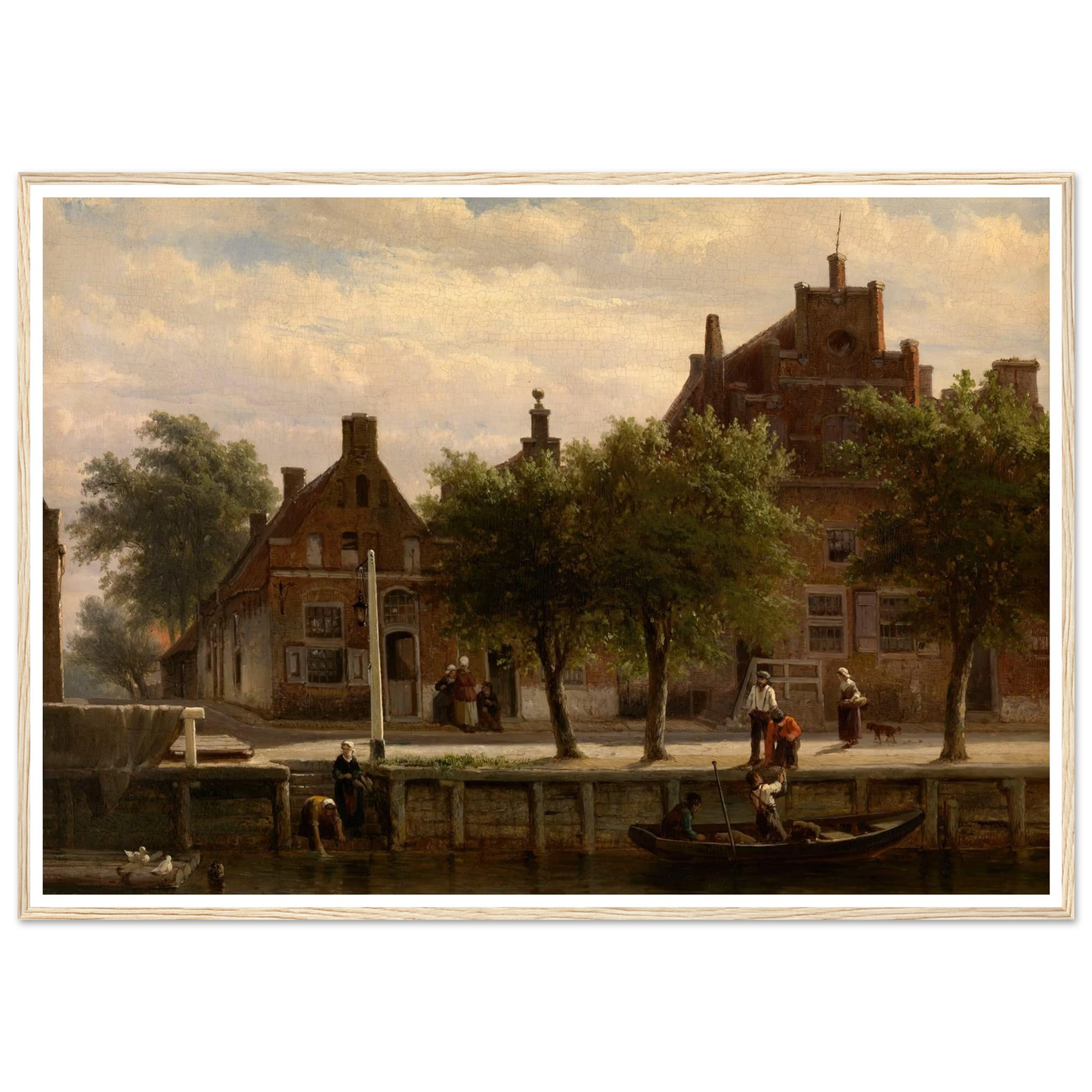 A View of the Harbour of Hasselt, Overijssel (1862) Art Print | Cornelis Springer - Framed Poster - 30x40 cm / 12x16″ - Black frame