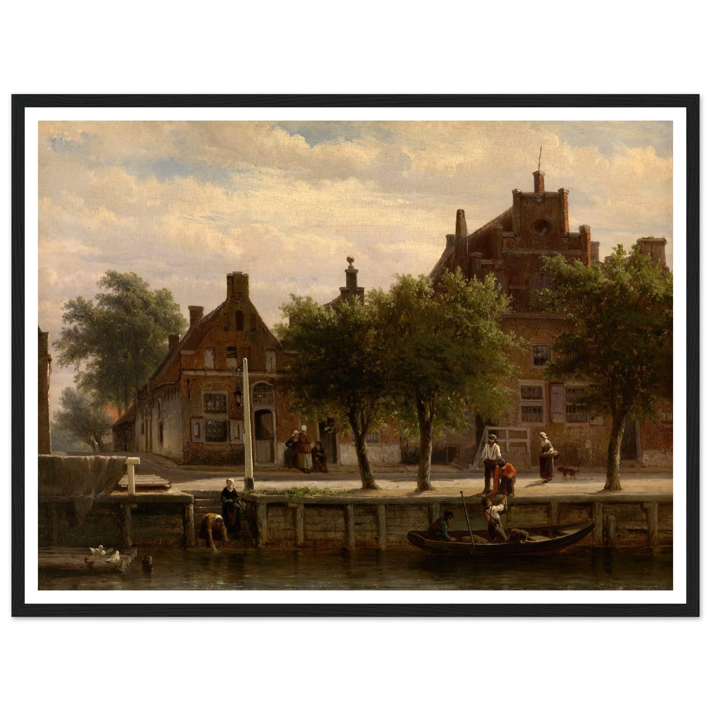 A View of the Harbour of Hasselt, Overijssel (1862) Art Print | Cornelis Springer - Framed Poster - 30x40 cm / 12x16″ - Black frame
