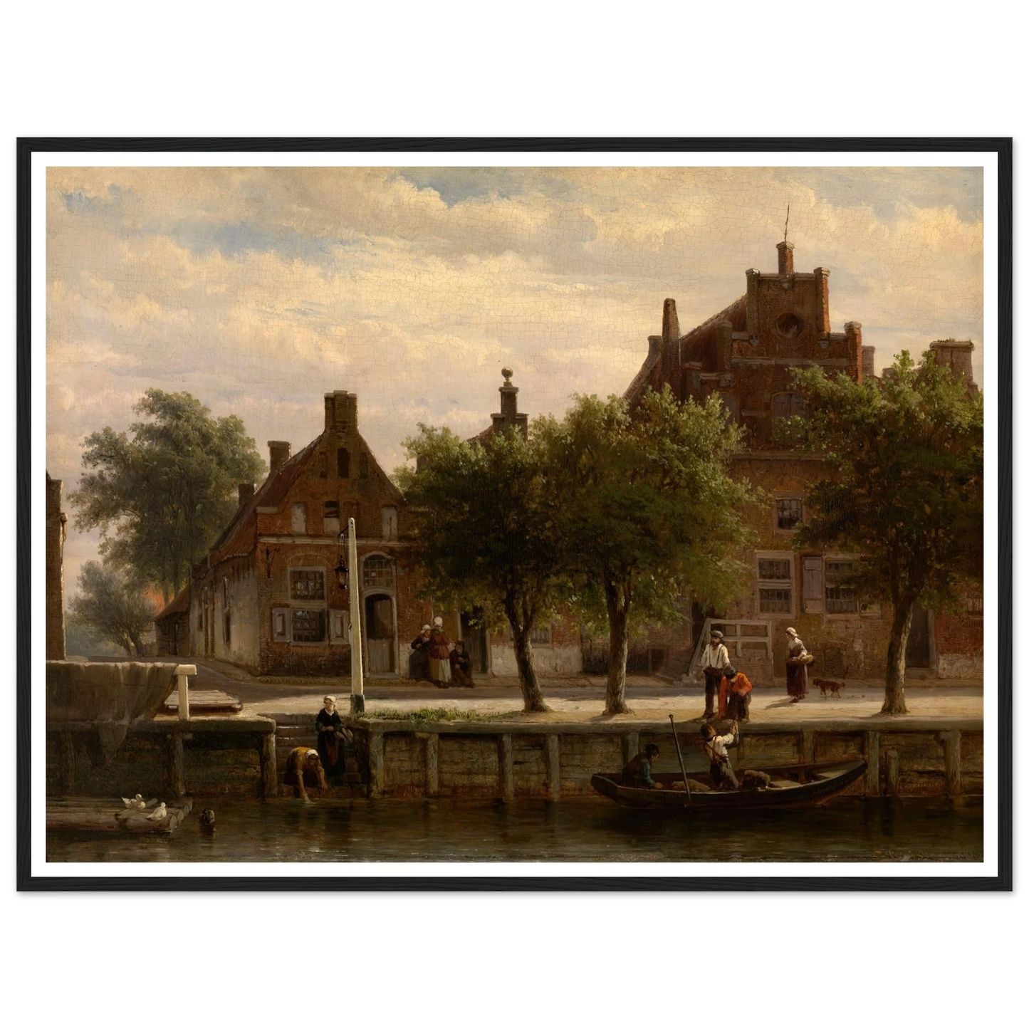 A View of the Harbour of Hasselt, Overijssel (1862) Art Print | Cornelis Springer - Framed Poster - 30x40 cm / 12x16″ - Black frame