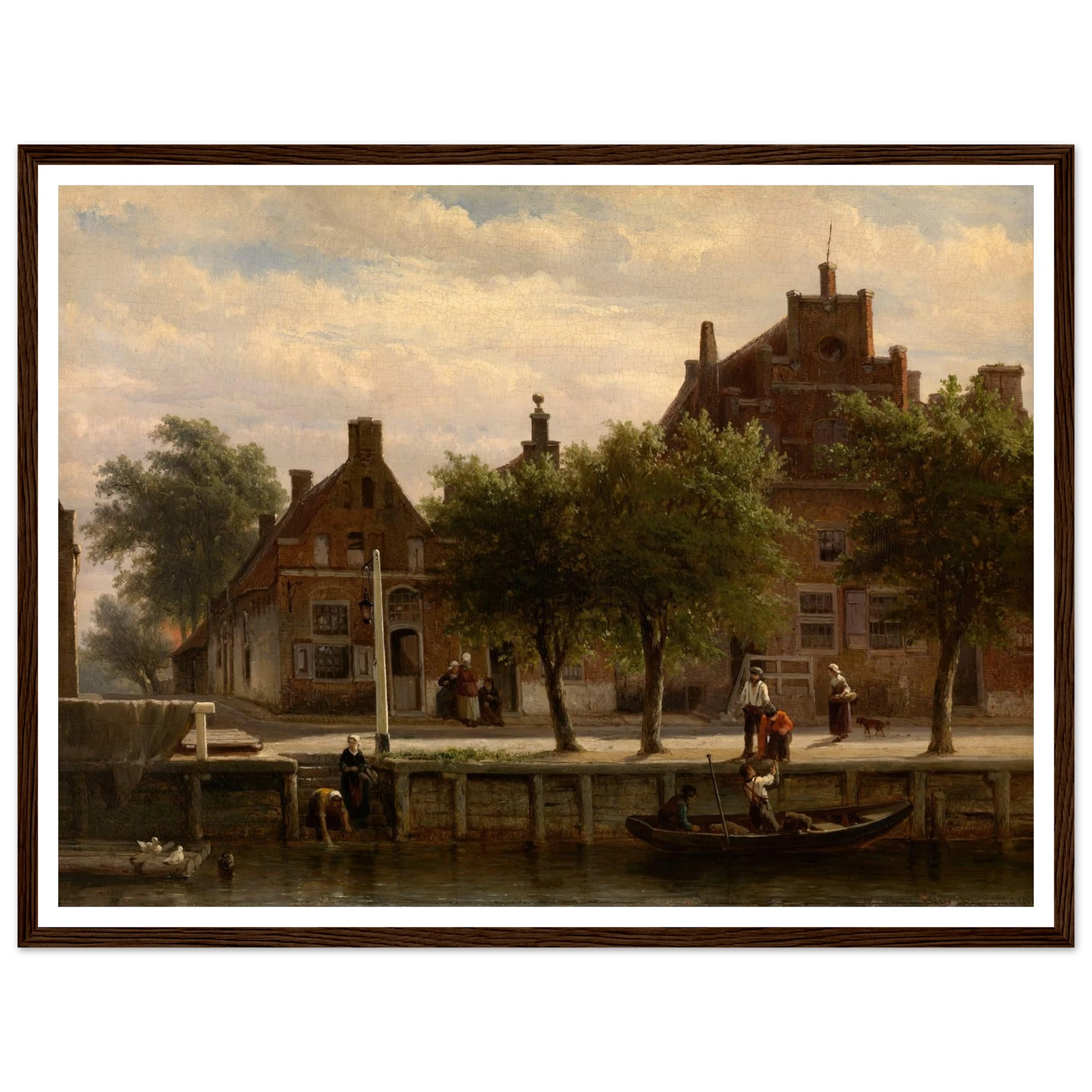 A View of the Harbour of Hasselt, Overijssel (1862) Art Print | Cornelis Springer - Framed Poster - 30x40 cm / 12x16″ - Black frame