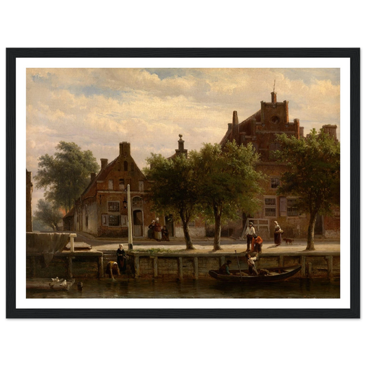 A View of the Harbour of Hasselt, Overijssel (1862) Art Print | Cornelis Springer - Framed Poster - 30x40 cm / 12x16″ - Black frame