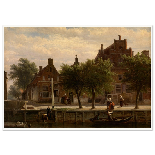 A View of the Harbour of Hasselt, Overijssel (1862) Art Print | Cornelis Springer - Framed Poster - 30x40 cm / 12x16″ - Black frame