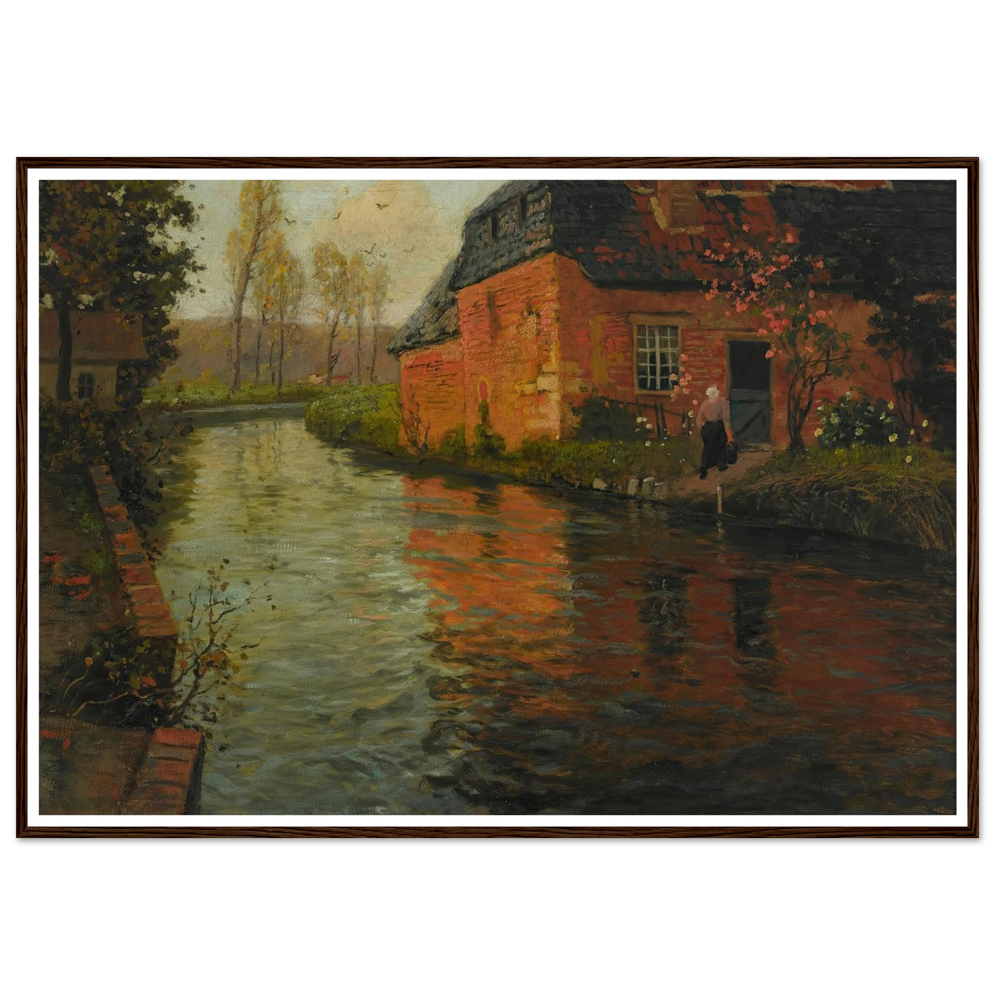 A view of the river La Varenne (1894) Art Print | Frits Thaulow - Framed Poster - 30x40 cm / 12x16″ - Black frame