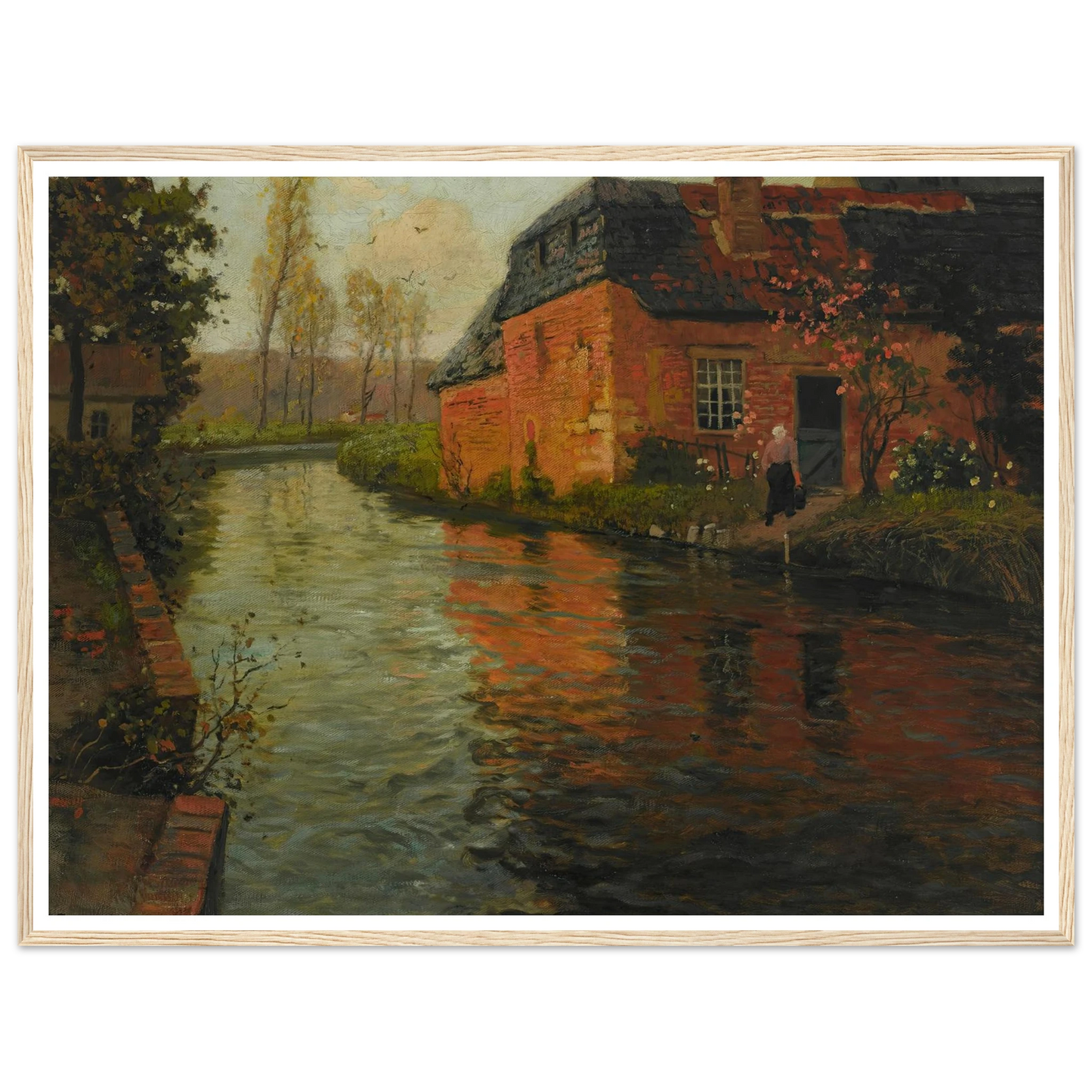 A view of the river La Varenne (1894) Art Print | Frits Thaulow - Framed Poster - 30x40 cm / 12x16″ - Black frame