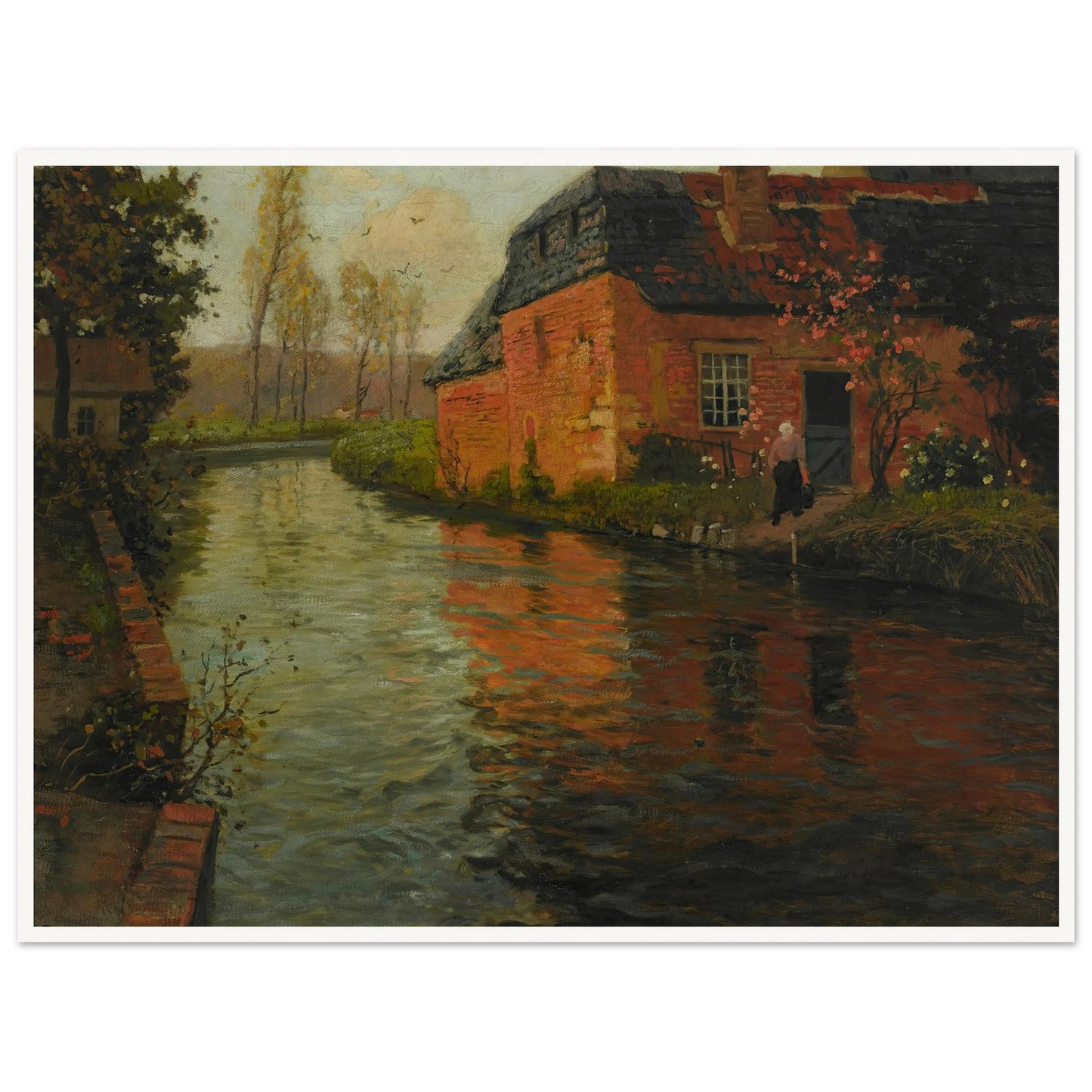 A view of the river La Varenne (1894) Art Print | Frits Thaulow - Framed Poster - 30x40 cm / 12x16″ - Black frame