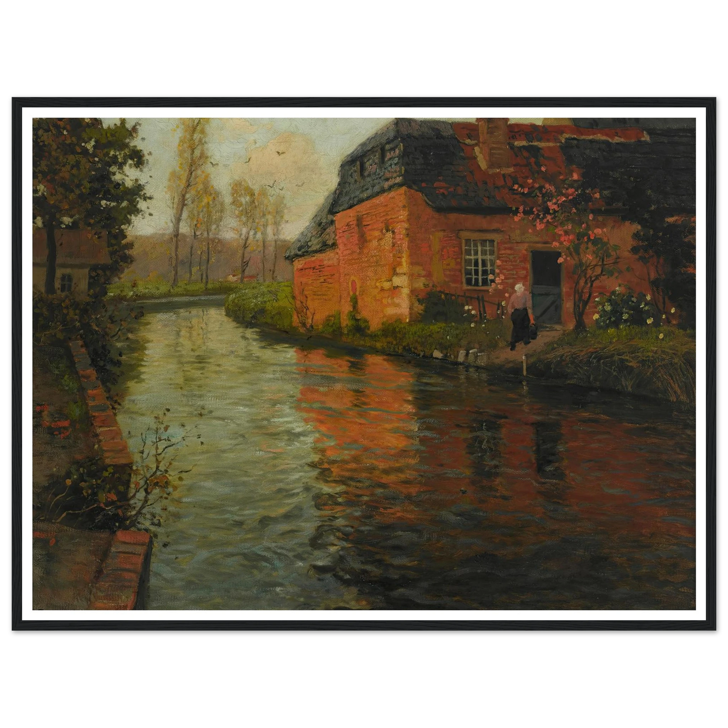 A view of the river La Varenne (1894) Art Print | Frits Thaulow - Framed Poster - 30x40 cm / 12x16″ - Black frame