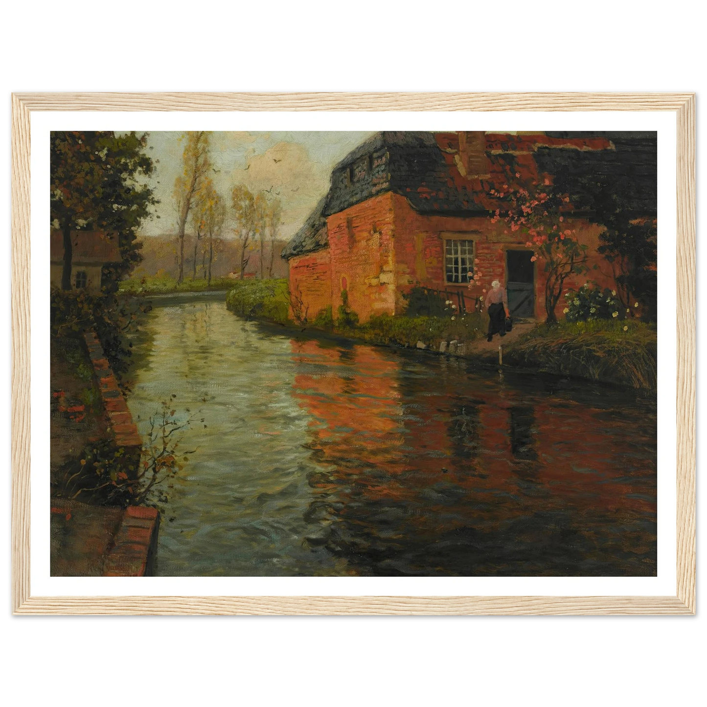 A view of the river La Varenne (1894) Art Print | Frits Thaulow - Framed Poster - 30x40 cm / 12x16″ - Black frame