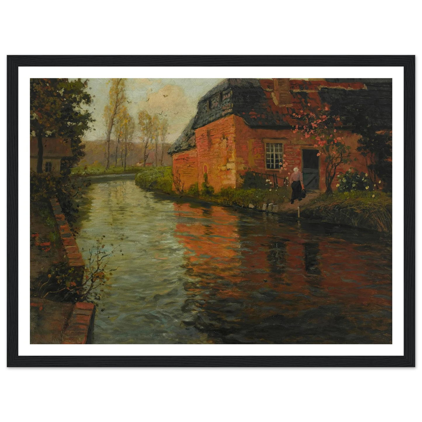A view of the river La Varenne (1894) Art Print | Frits Thaulow - Framed Poster - 30x40 cm / 12x16″ - Black frame