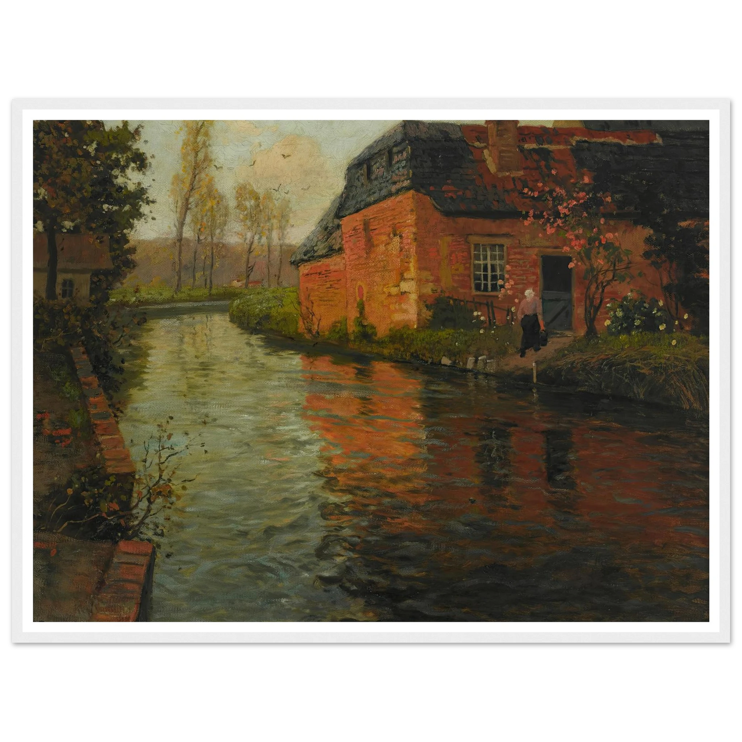 A view of the river La Varenne (1894) Art Print | Frits Thaulow - Framed Poster - 30x40 cm / 12x16″ - Black frame