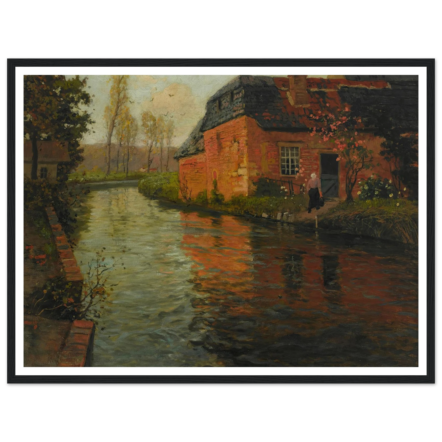 A view of the river La Varenne (1894) Art Print | Frits Thaulow - Framed Poster - 30x40 cm / 12x16″ - Black frame