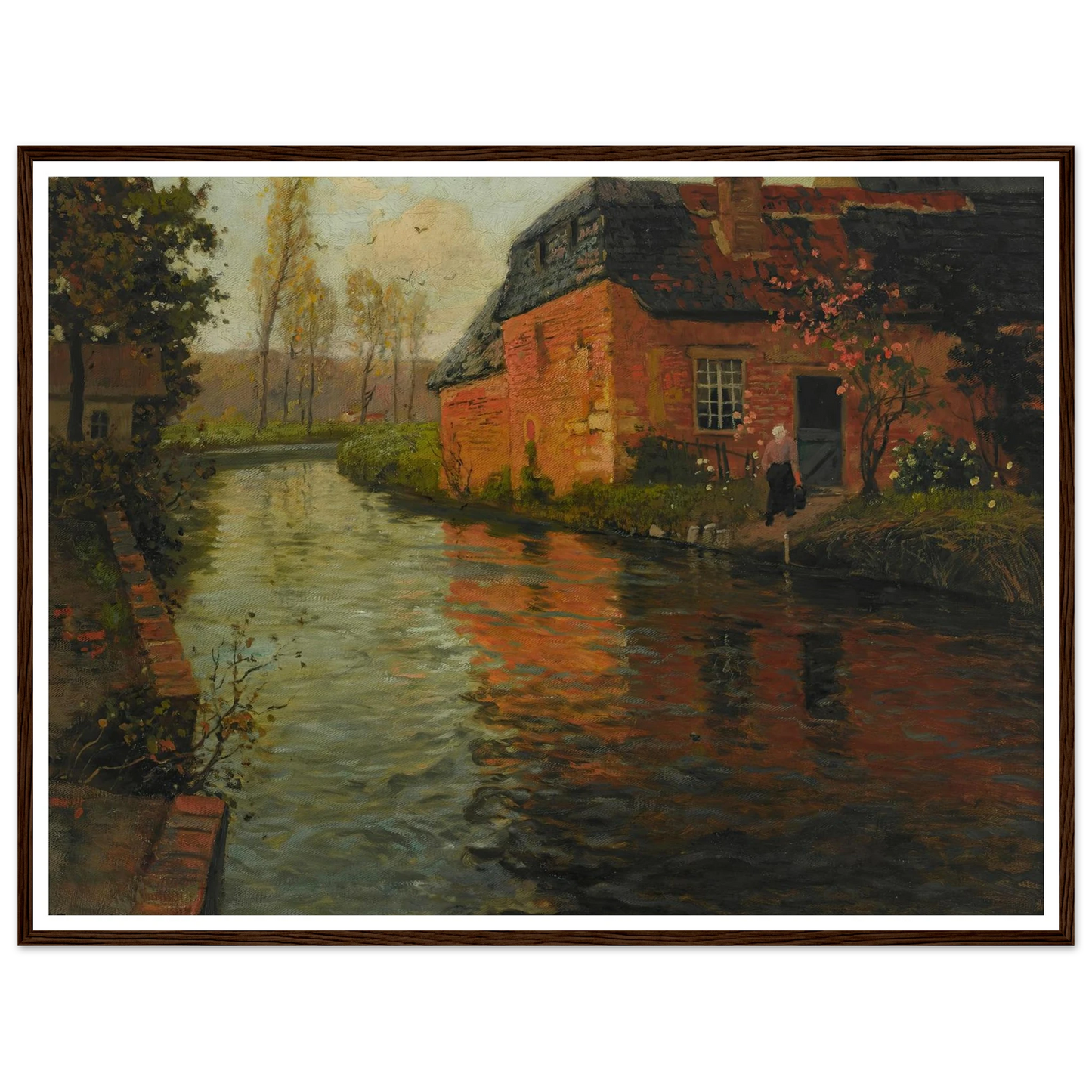 A view of the river La Varenne (1894) Art Print | Frits Thaulow - Framed Poster - 30x40 cm / 12x16″ - Black frame