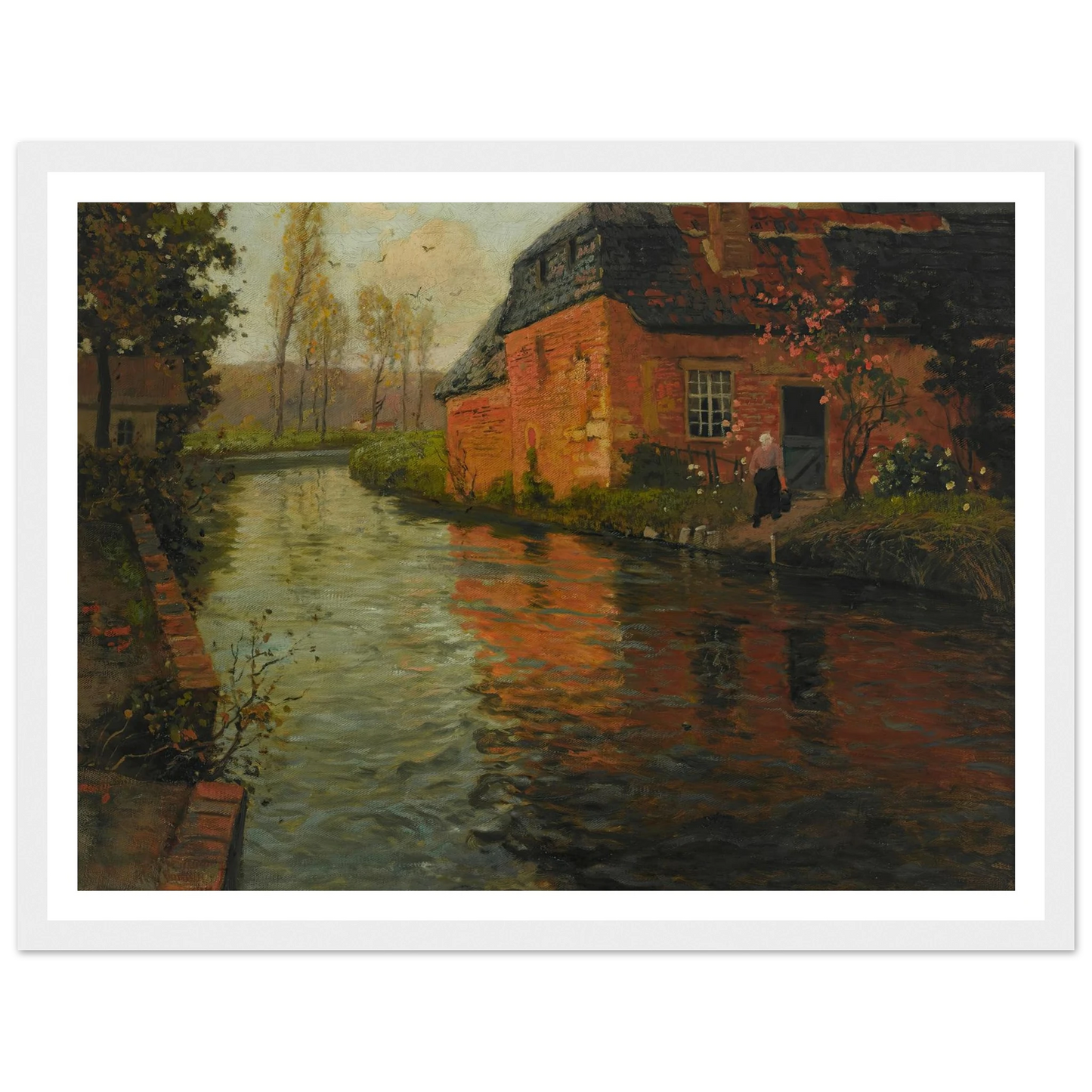 A view of the river La Varenne (1894) Art Print | Frits Thaulow - Framed Poster - 30x40 cm / 12x16″ - Black frame