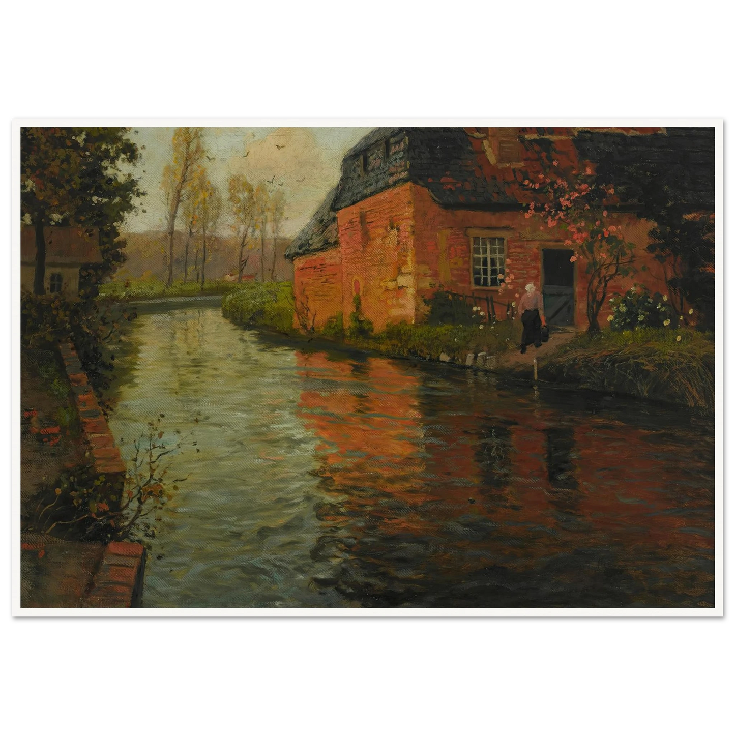 A view of the river La Varenne (1894) Art Print | Frits Thaulow - Framed Poster - 30x40 cm / 12x16″ - Black frame