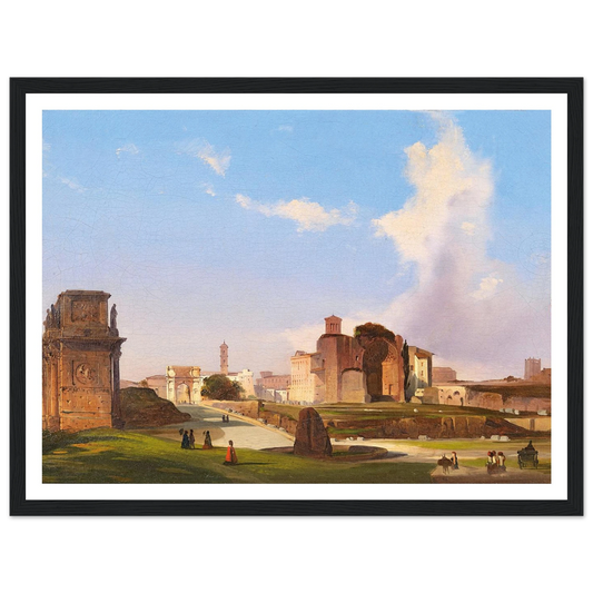 A View Of The Roman Forum With The Arch Of Constantine Art Print | Ippolito Caffi - Framed Poster - 30x40 cm / 12x16″ - Black frame