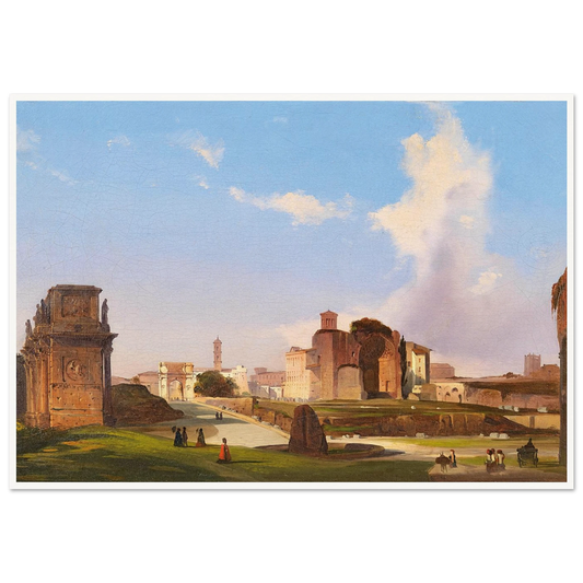 A View Of The Roman Forum With The Arch Of Constantine Art Print | Ippolito Caffi - Framed Poster - 30x40 cm / 12x16″ - Black frame