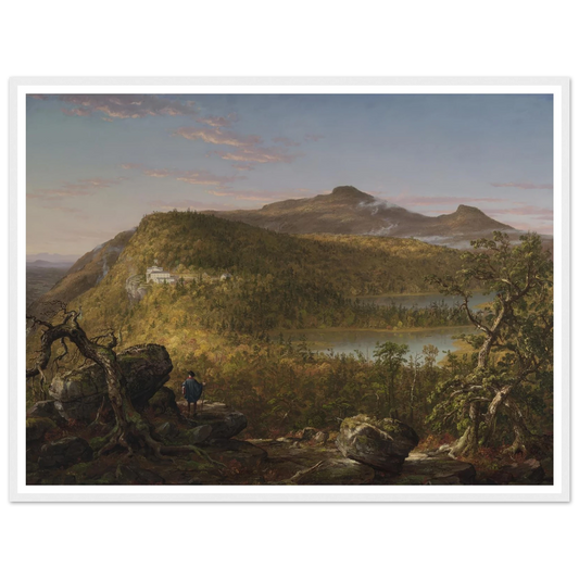 A View of the Two Lakes and Mountain House, Catskill Mountains, Morning Art Print | Thomas Cole - Framed Poster - 30x40 cm / 12x16″ - Black frame