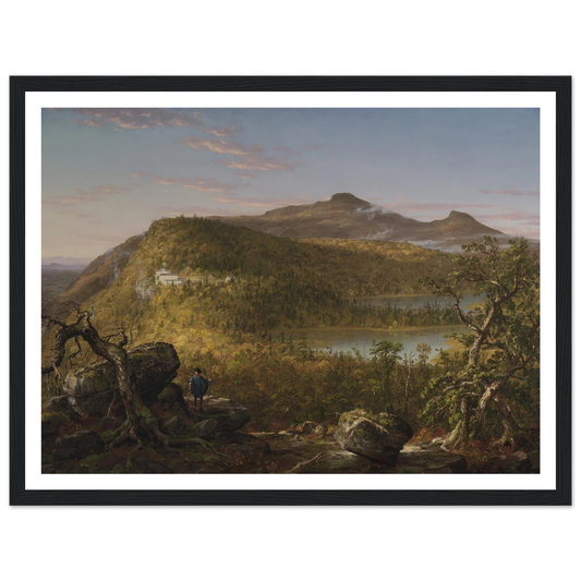 A View of the Two Lakes and Mountain House, Catskill Mountains, Morning Art Print | Thomas Cole - Framed Poster - 30x40 cm / 12x16″ - Black frame