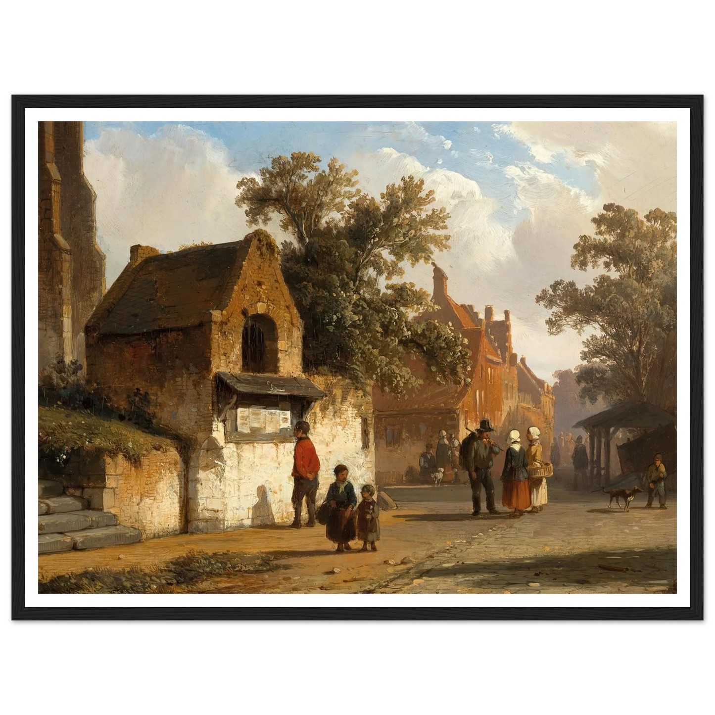 A Village Road (1851) Art Print | Cornelis Springer - Framed Poster - 30x40 cm / 12x16″ - Black frame