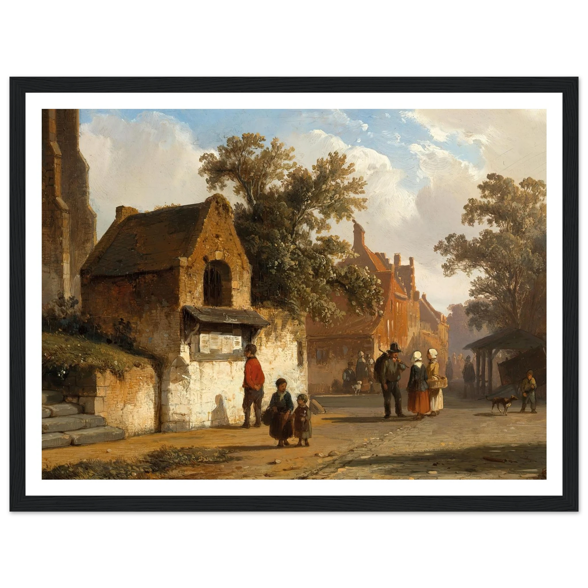 A Village Road (1851) Art Print | Cornelis Springer - Framed Poster - 30x40 cm / 12x16″ - Black frame