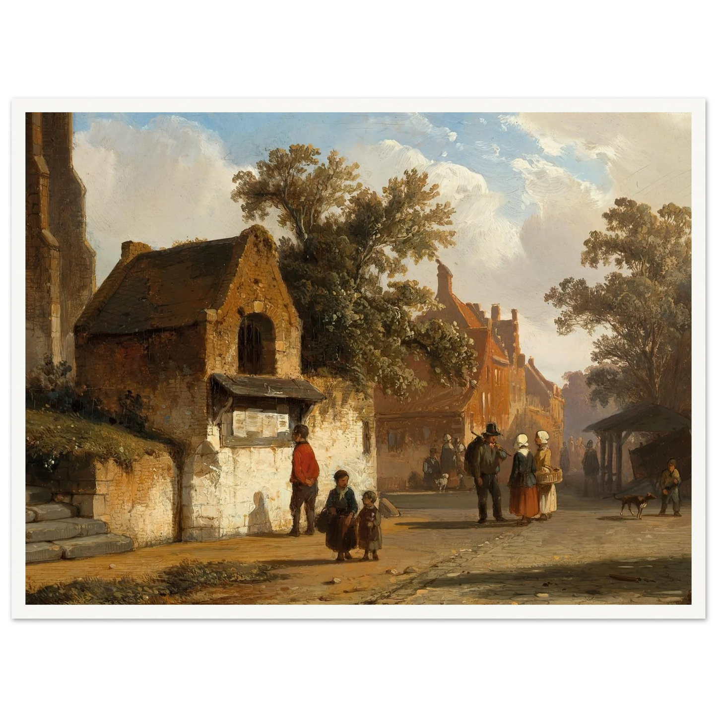 A Village Road (1851) Art Print | Cornelis Springer - Framed Poster - 30x40 cm / 12x16″ - Black frame