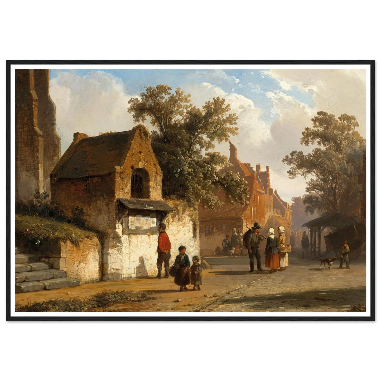 A Village Road (1851) Art Print | Cornelis Springer - Framed Poster - 30x40 cm / 12x16″ - Black frame