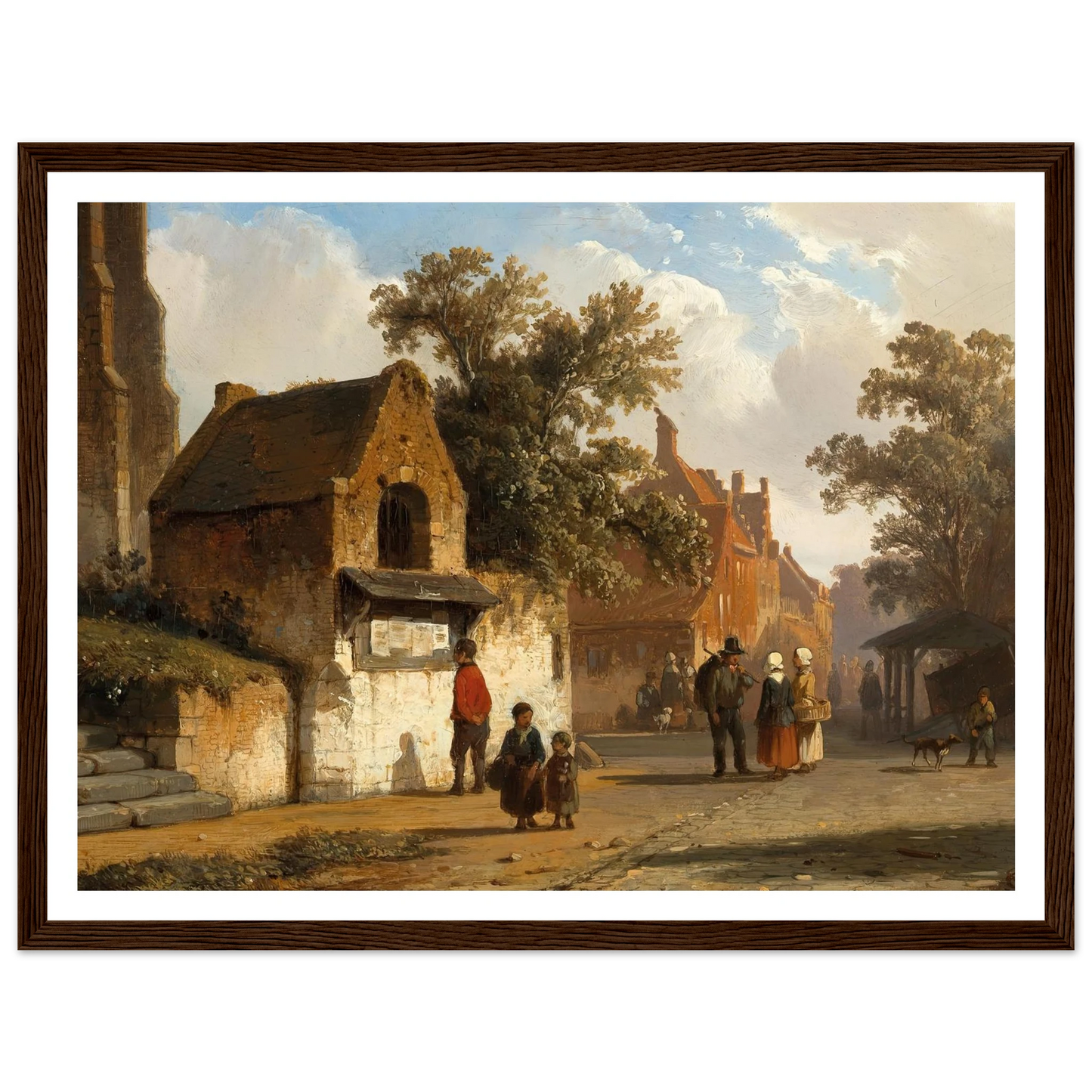 A Village Road (1851) Art Print | Cornelis Springer - Framed Poster - 30x40 cm / 12x16″ - Black frame