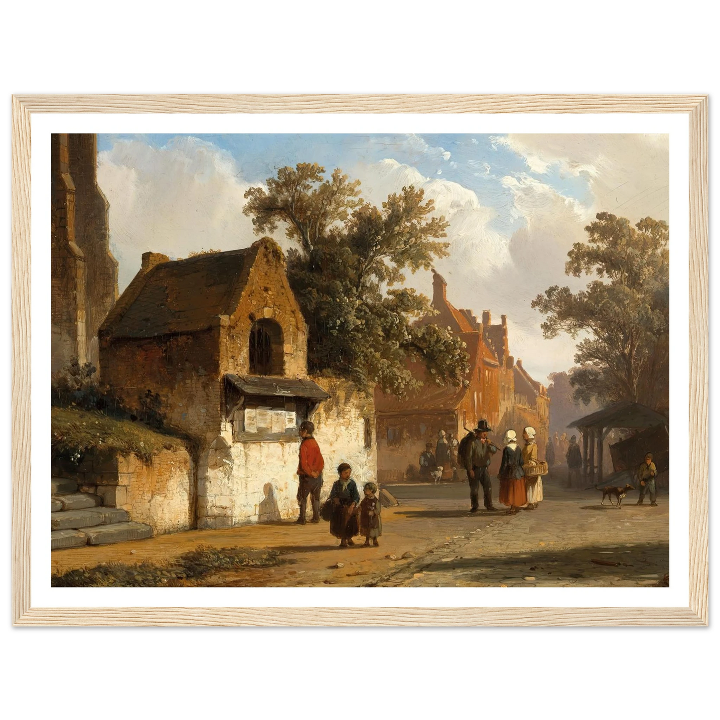 A Village Road (1851) Art Print | Cornelis Springer - Framed Poster - 30x40 cm / 12x16″ - Black frame