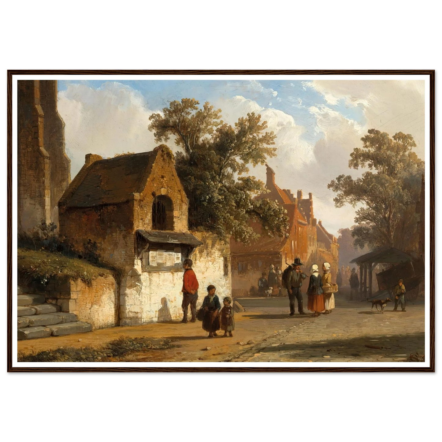 A Village Road (1851) Art Print | Cornelis Springer - Framed Poster - 30x40 cm / 12x16″ - Black frame
