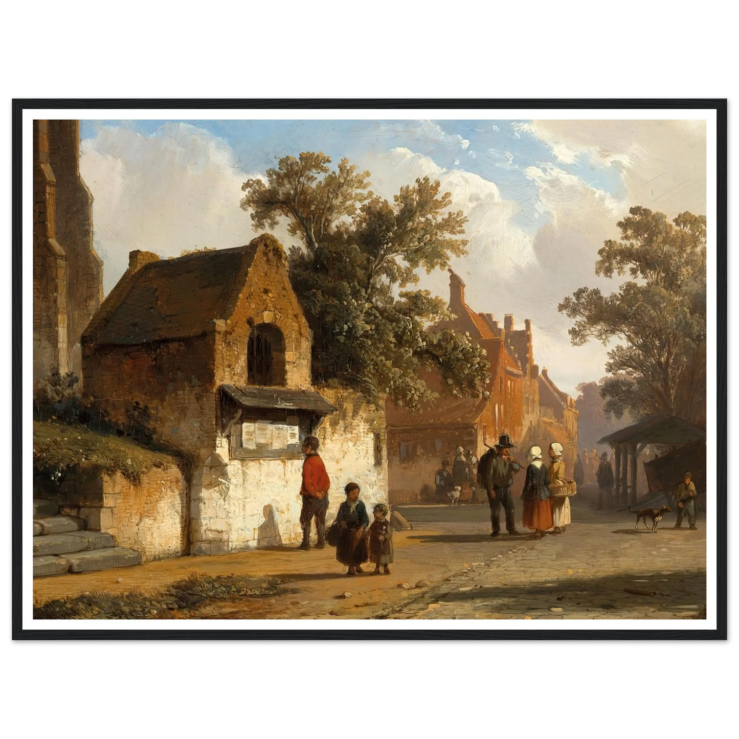 A Village Road (1851) Art Print | Cornelis Springer - Framed Poster - 30x40 cm / 12x16″ - Black frame