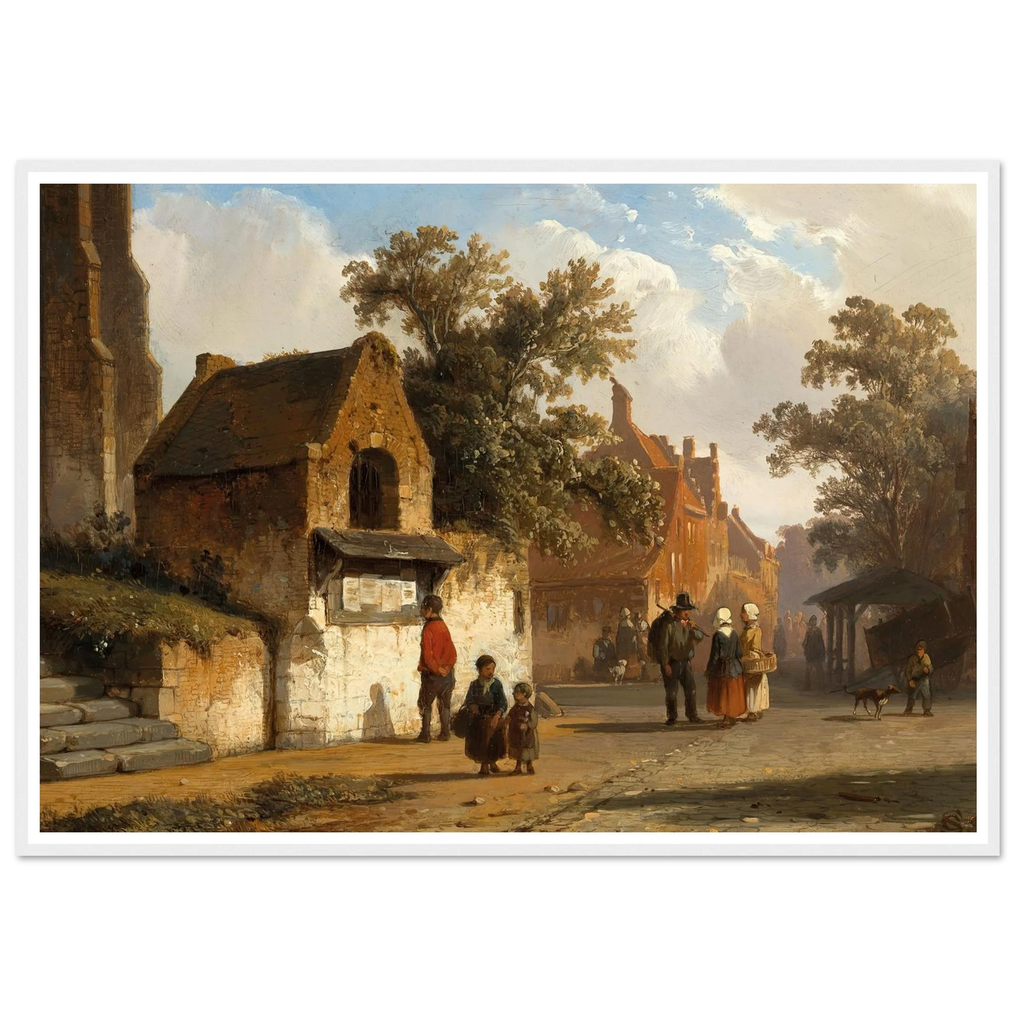 A Village Road (1851) Art Print | Cornelis Springer - Framed Poster - 30x40 cm / 12x16″ - Black frame