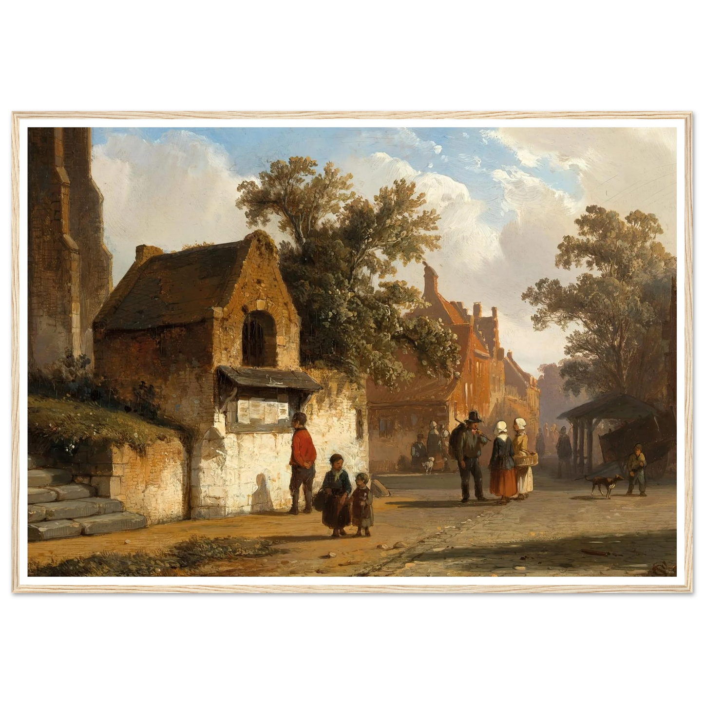 A Village Road (1851) Art Print | Cornelis Springer - Framed Poster - 30x40 cm / 12x16″ - Black frame
