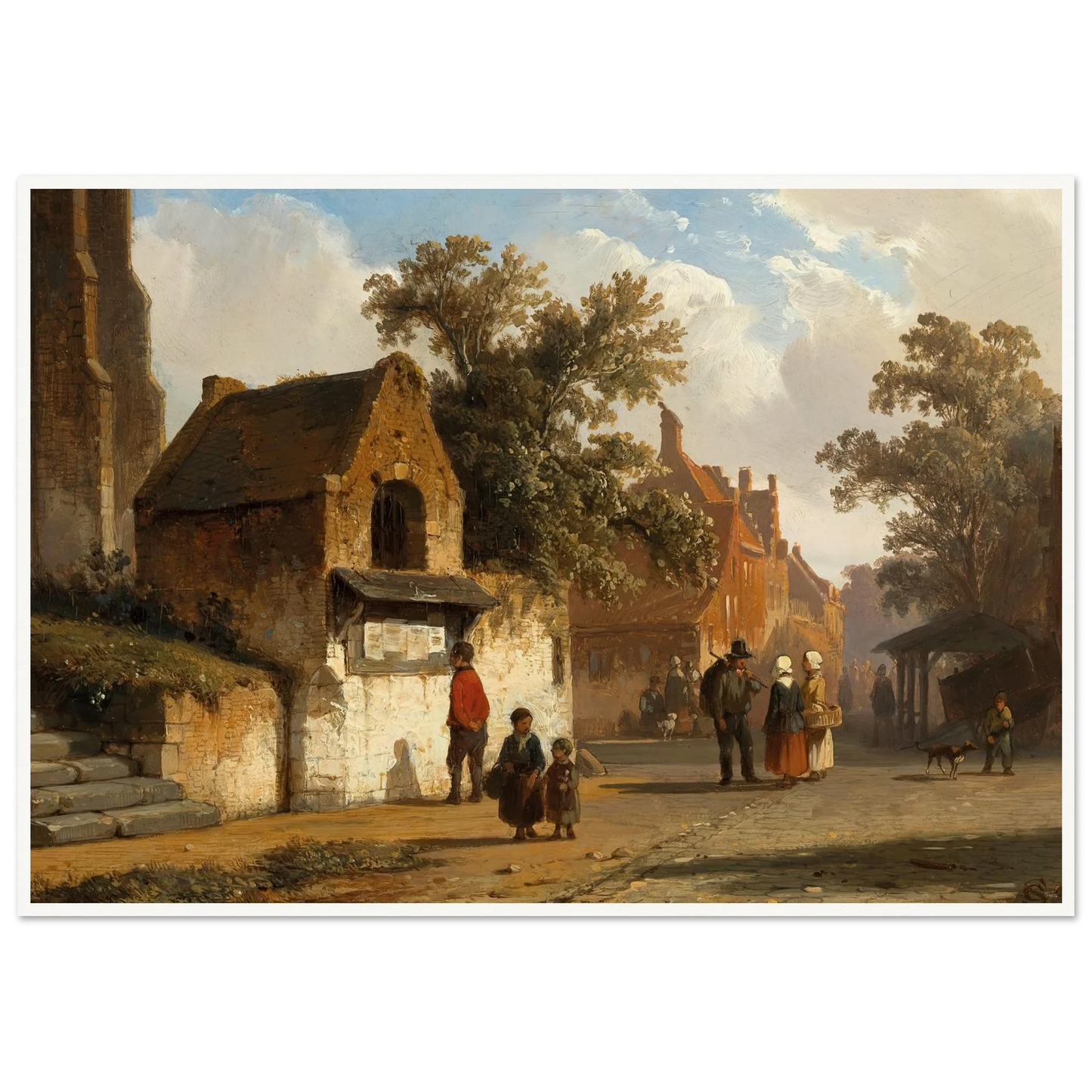A Village Road (1851) Art Print | Cornelis Springer - Framed Poster - 30x40 cm / 12x16″ - Black frame