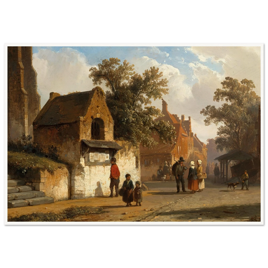 A Village Road (1851) Art Print | Cornelis Springer - Framed Poster - 30x40 cm / 12x16″ - Black frame