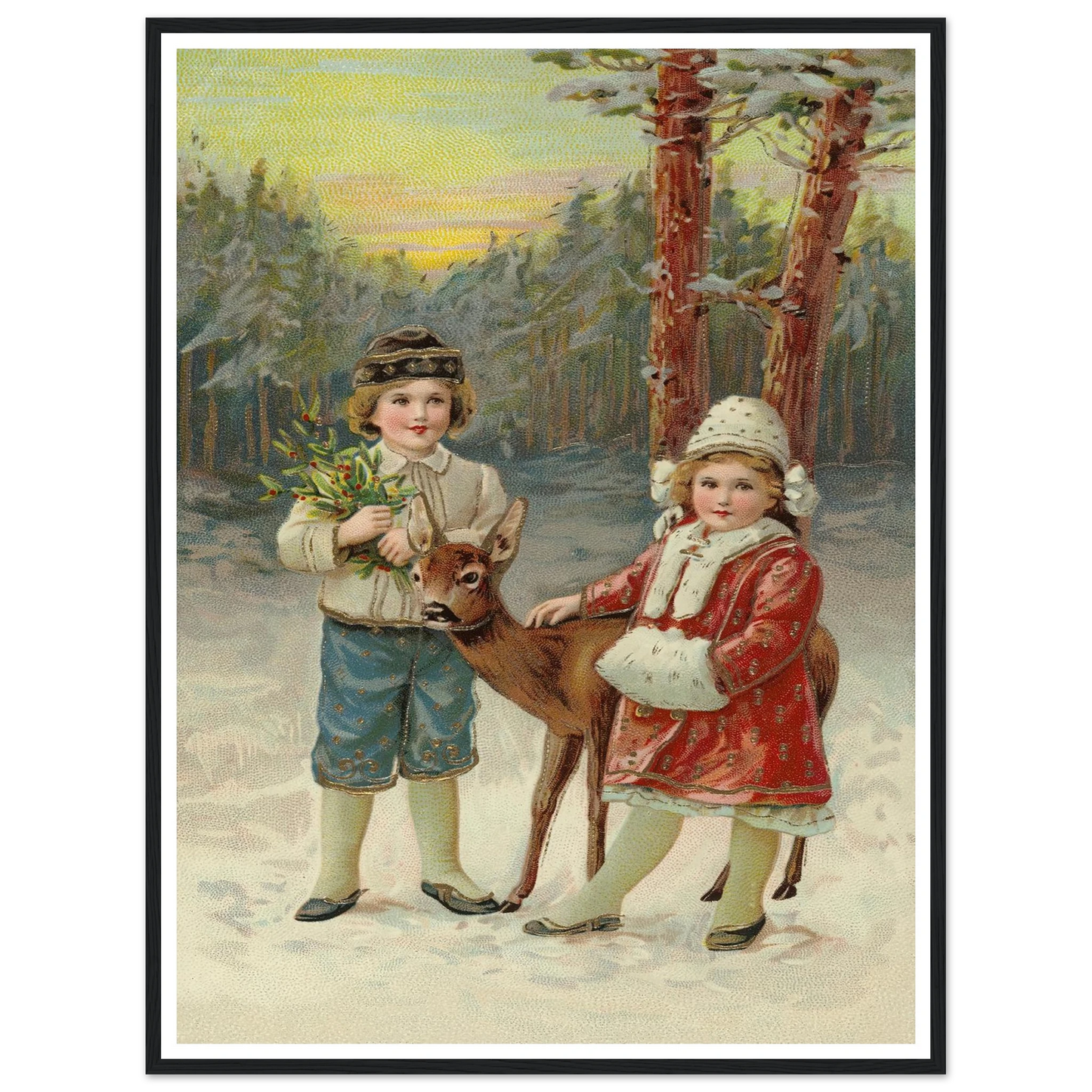 A Whispered Fawn Encounter - Framed Poster - 30x40 cm / 12x16″ - Black frame