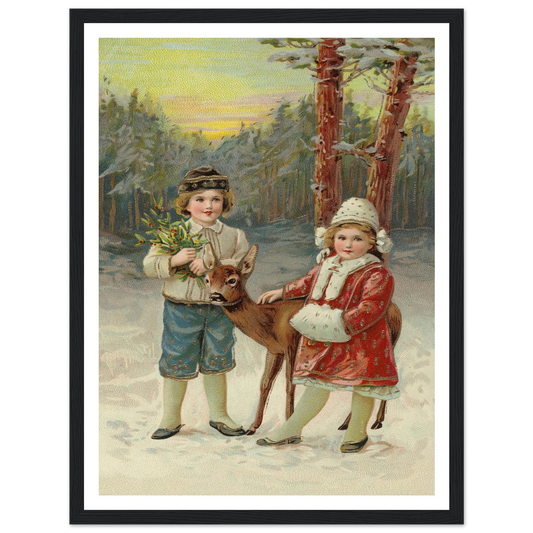 A Whispered Fawn Encounter - Framed Poster - 30x40 cm / 12x16″ - Black frame