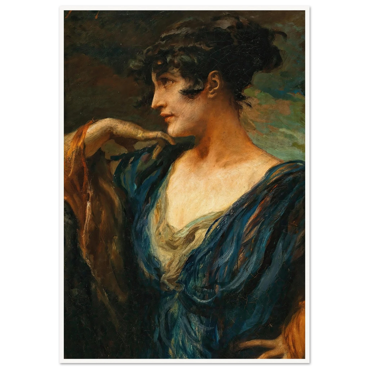 A Young Beauty, Art Print | Leopold Schmutzler - Framed Poster - 30x40 cm / 12x16″ - Black frame