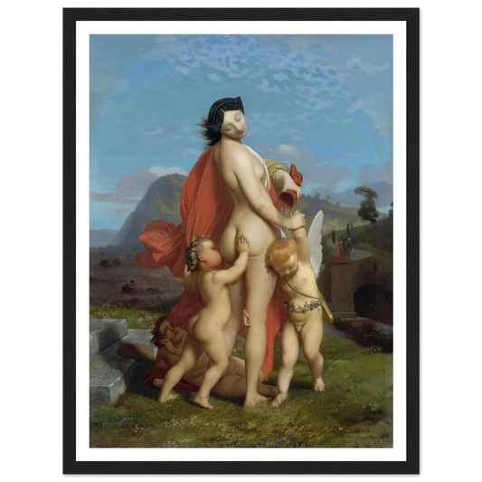 A Young Nymph Teased By Putti (1851) Art Print | Jean Leon Gerome - Framed Poster - 30x40 cm / 12x16″ - Black frame